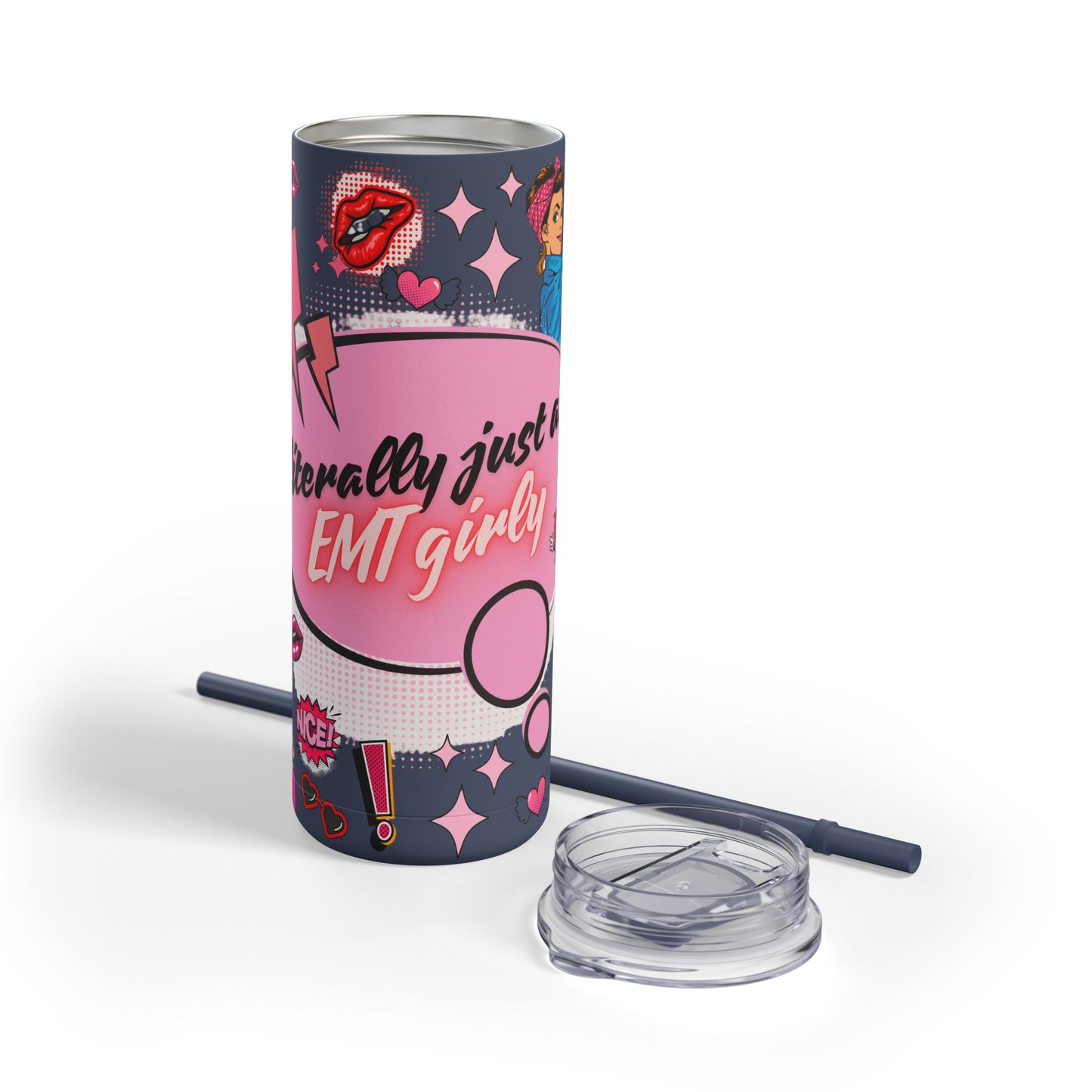 EMT Girly Skinny Tumbler - 20oz Matte Drinkware for Medical Professionals