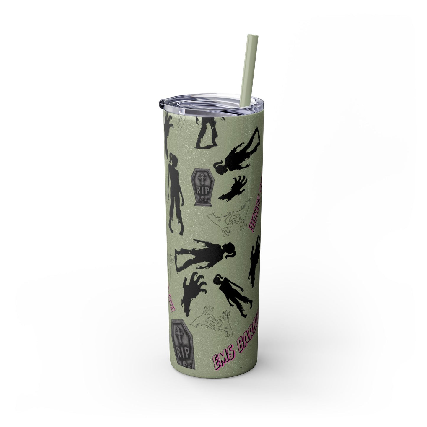 EMS Barbie Skinny Tumbler with Straw | EMS Travel Cup | zombie Drinkware| EMT Gift |Horror Movie Lover Cup