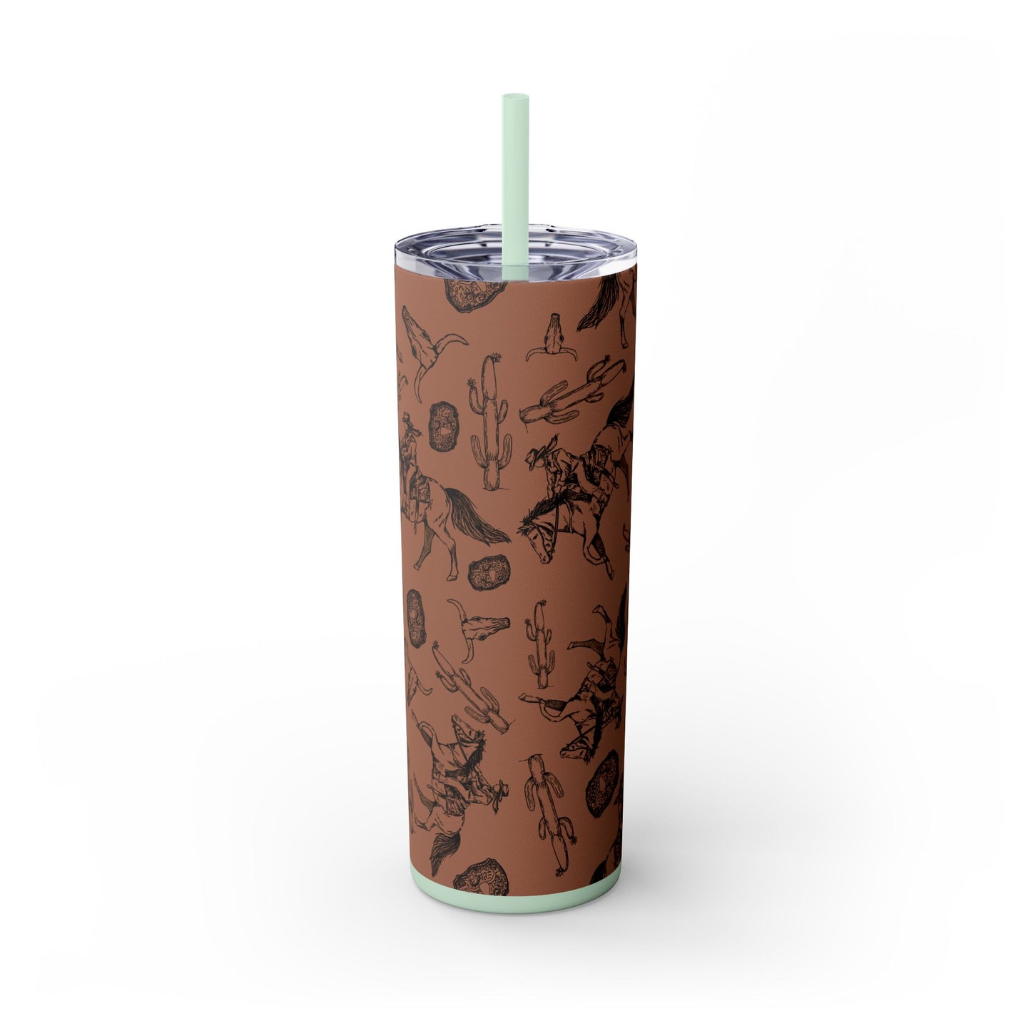 Western-Themed Skinny Tumbler with Straw | 20oz Rodeo Design