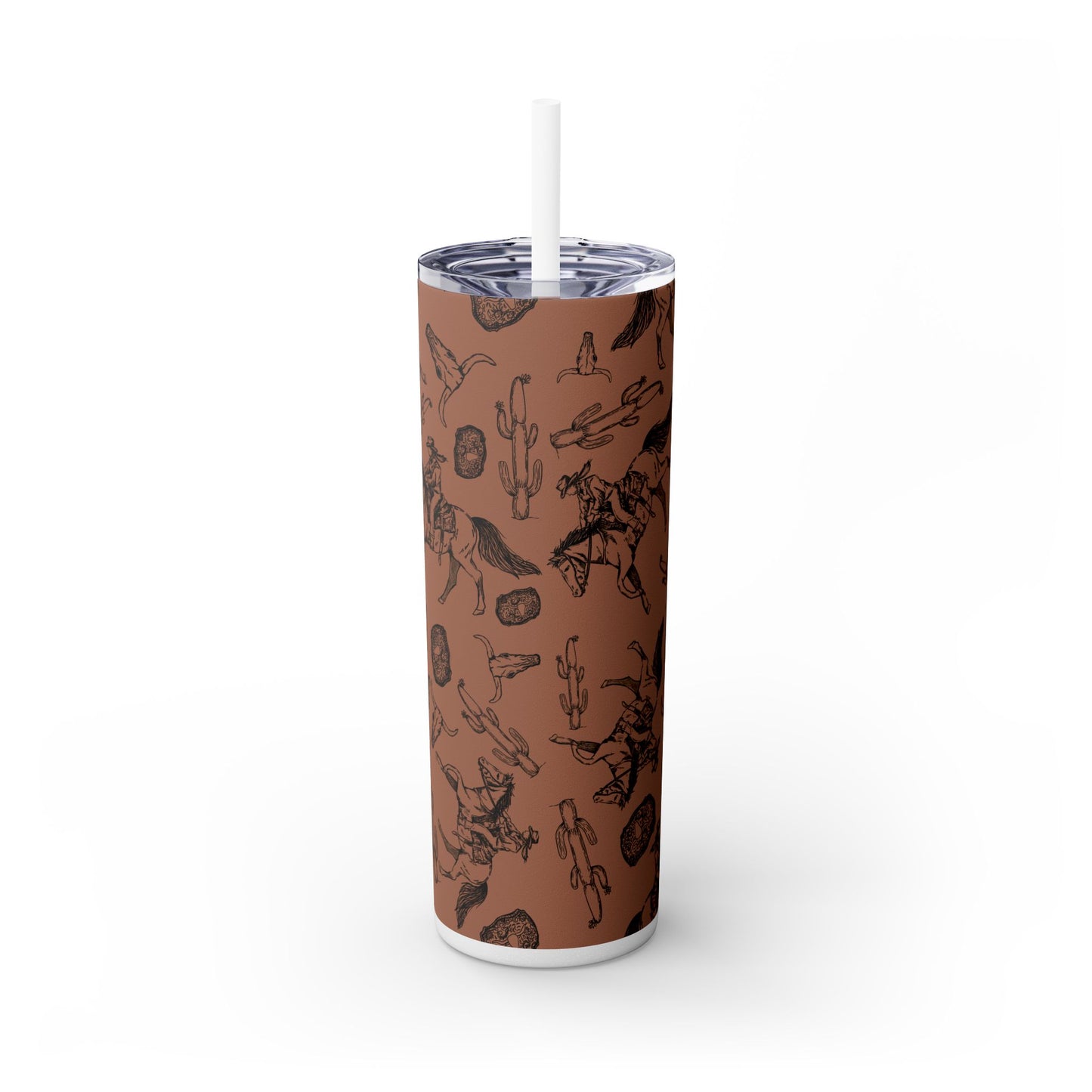 Western-Themed Skinny Tumbler with Straw | 20oz Rodeo Design
