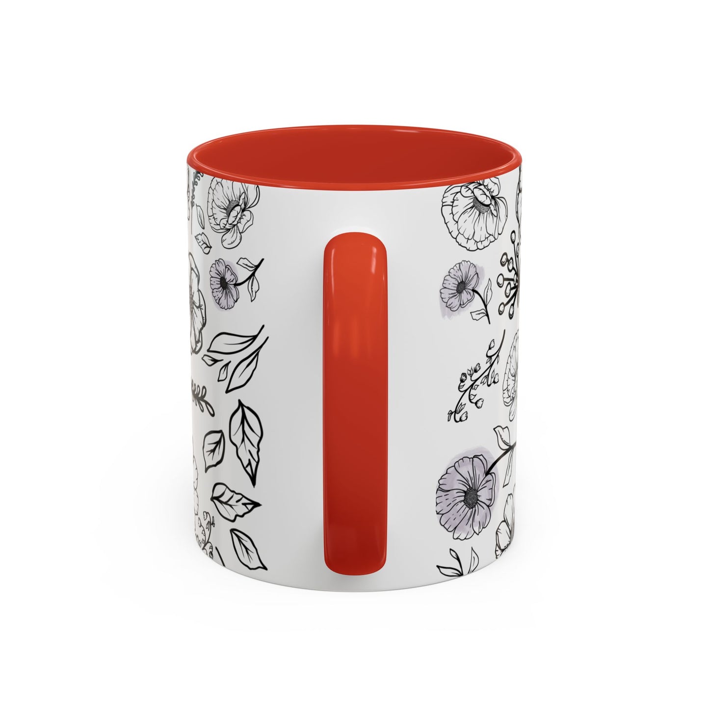 Handdrawn Floral Garden Coffee Mug - 11 & 15oz Black & White Design