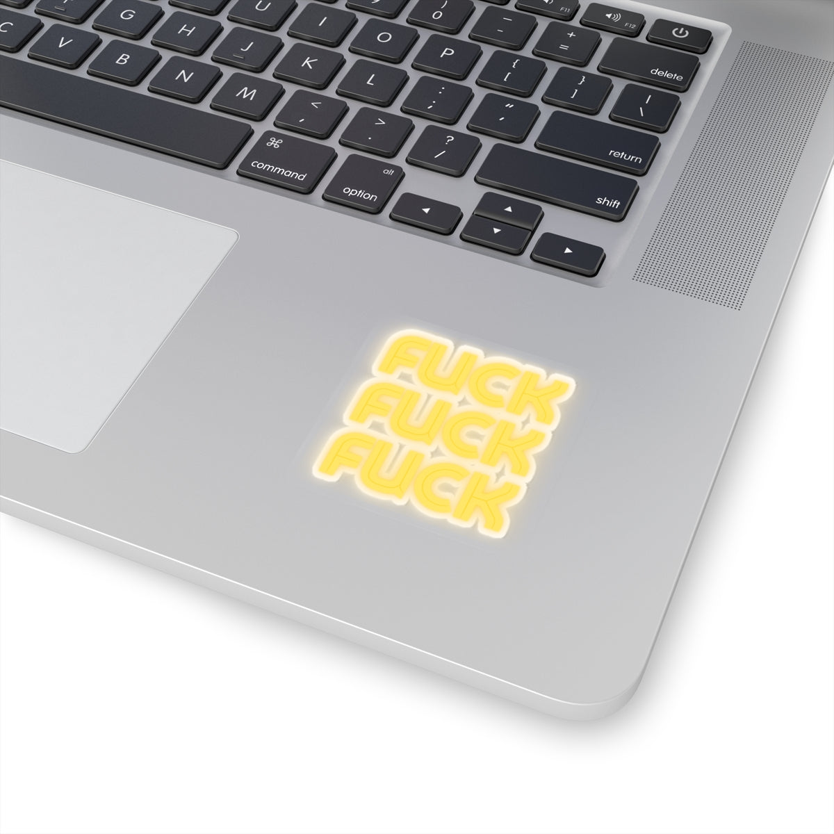Bold Yellow Kiss-Cut Stickers – "FUCK" Design for Laptop & Decor