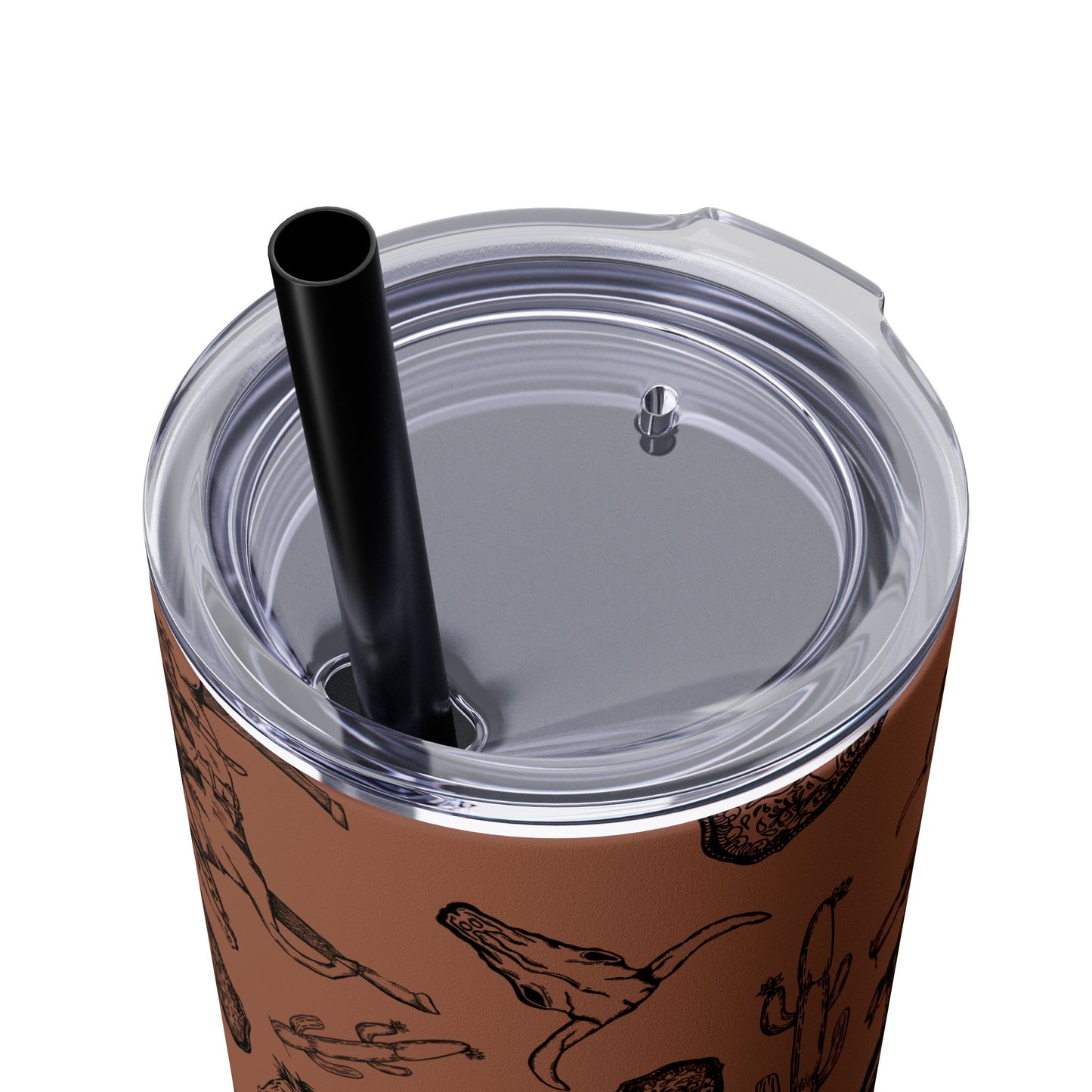 Western-Themed Skinny Tumbler with Straw | 20oz Rodeo Design