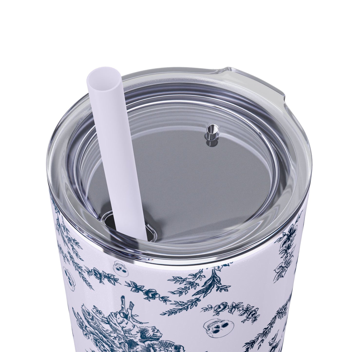 Old Money Halloween Floral Skinny Tumbler with Straw, 20oz | Perfect for Coffee, Tea, Smoothies, Eco-Friendly Drinkware, Gift Idea