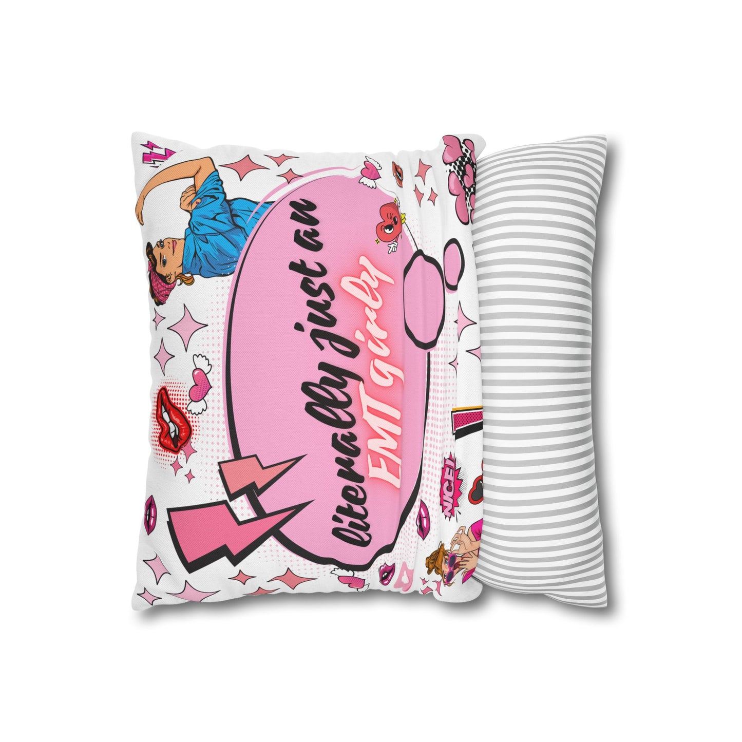 Literally Just an EMT Girly Pillowcase, Fun Decor, Gift for EMTs, Hospital Decor, Nursing Home Accent, Quirky Home Decor