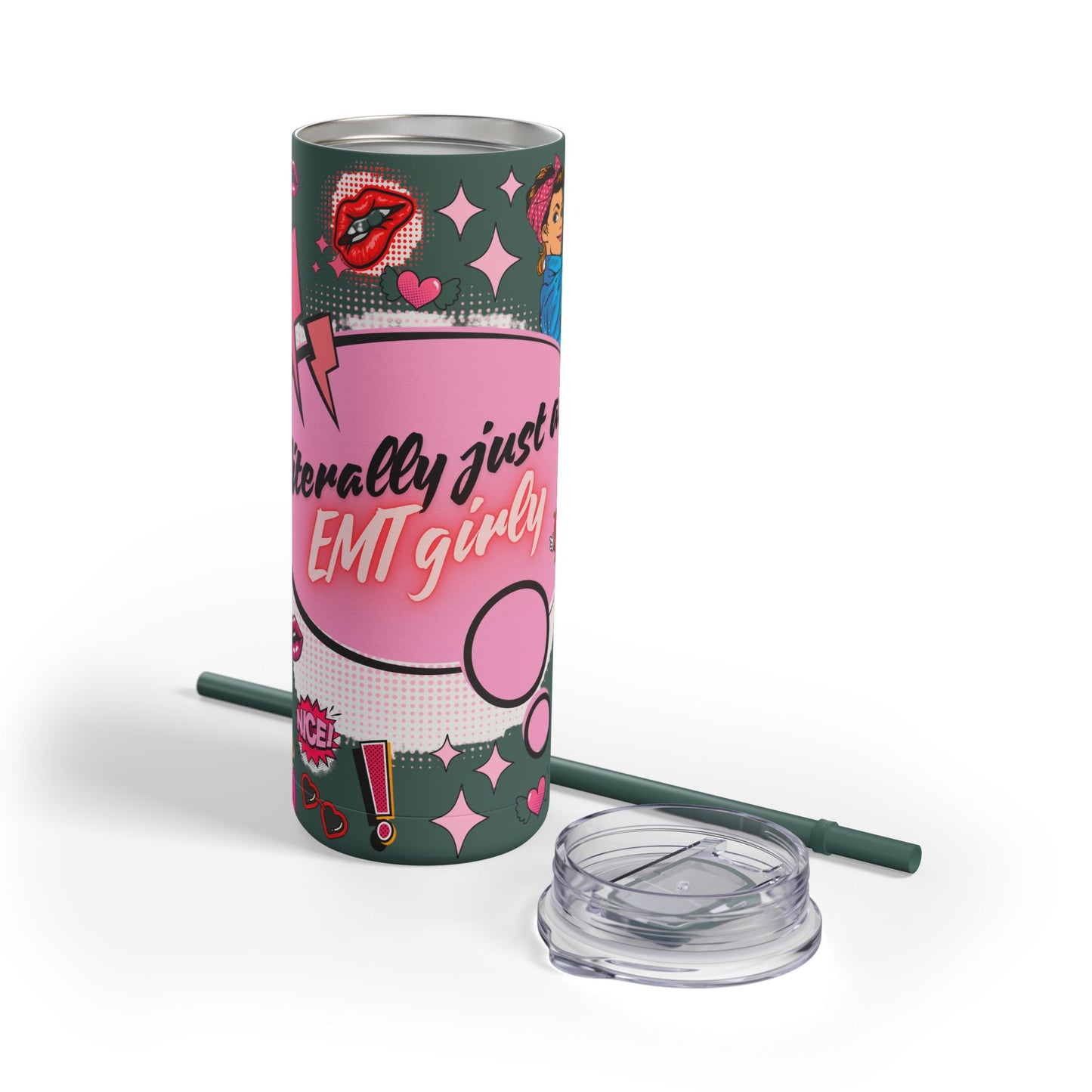 EMT Girly Skinny Tumbler - 20oz Matte Drinkware for Medical Professionals