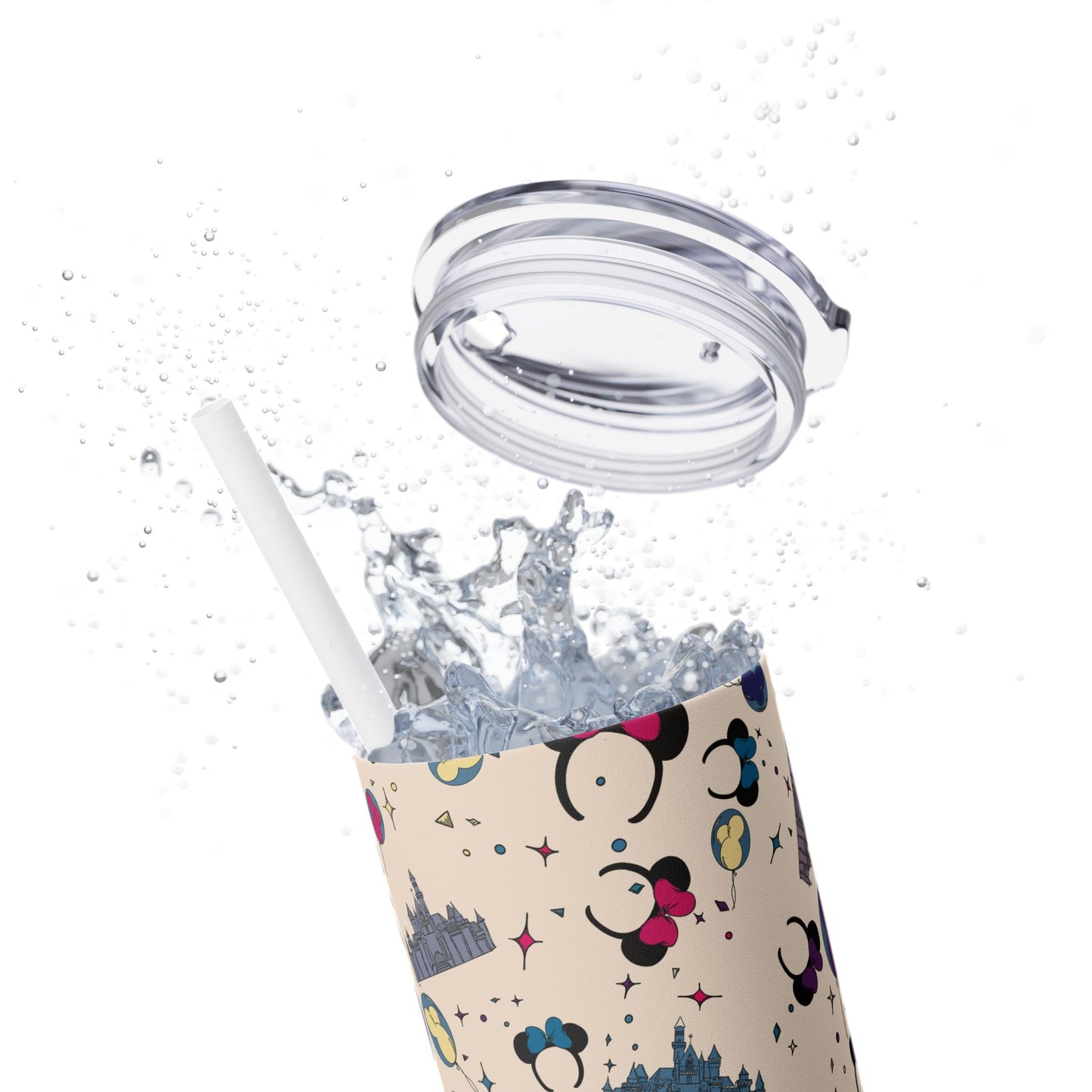 Disney-Inspired Skinny Tumbler with Straw - 20oz, Perfect for Magic Moments!