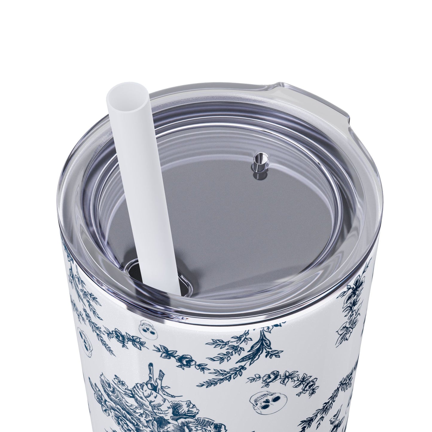 Old Money Halloween Floral Skinny Tumbler with Straw, 20oz | Perfect for Coffee, Tea, Smoothies, Eco-Friendly Drinkware, Gift Idea