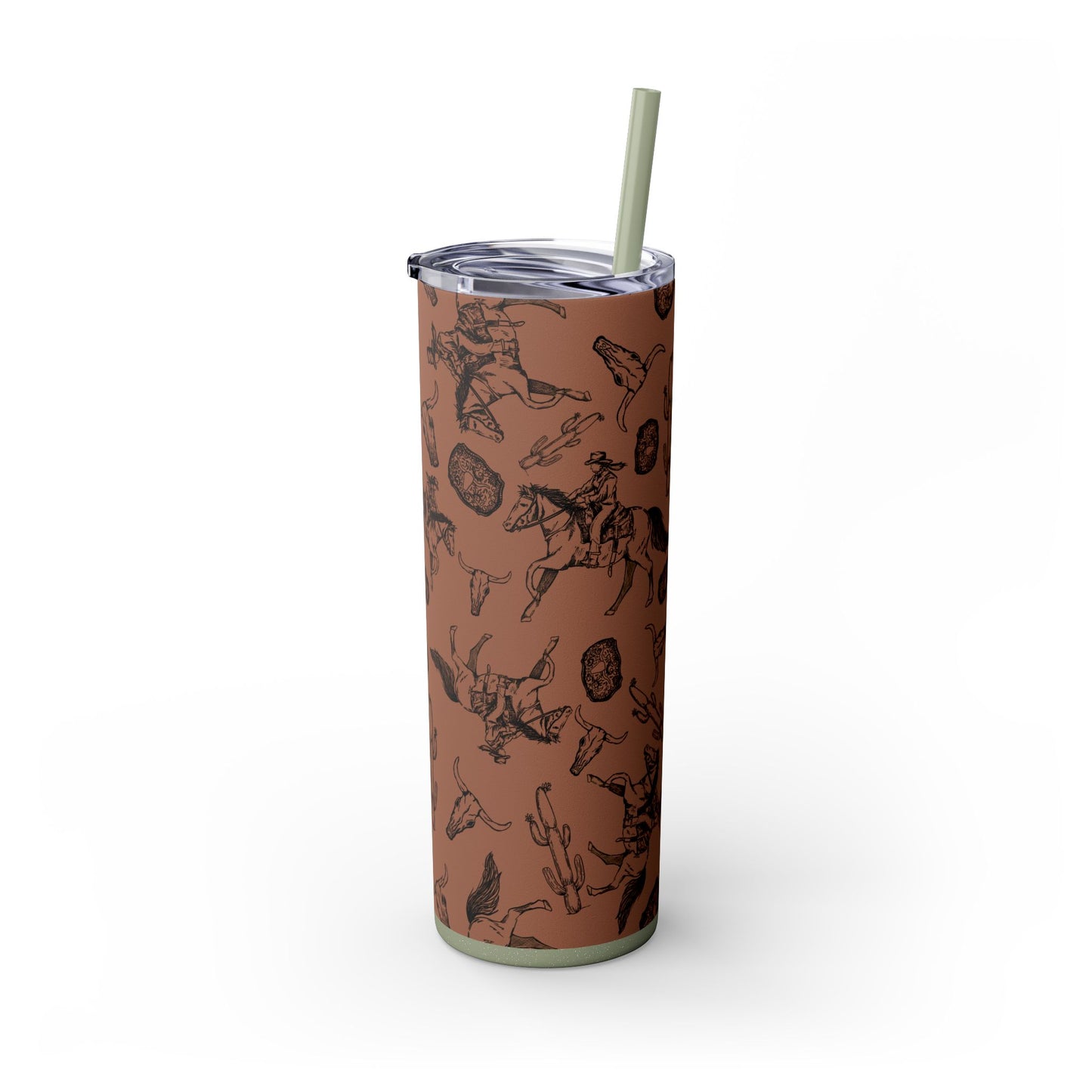 Western-Themed Skinny Tumbler with Straw | 20oz Rodeo Design