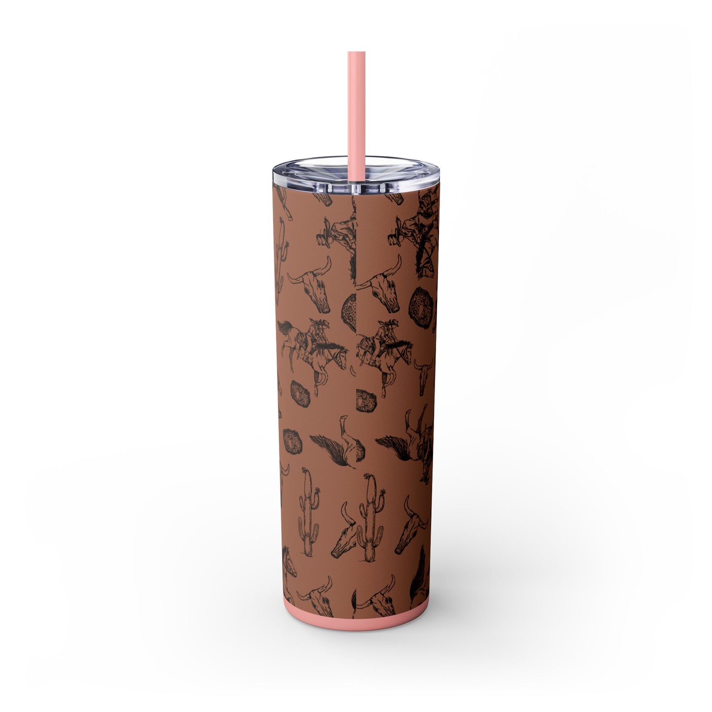 Western-Themed Skinny Tumbler with Straw | 20oz Rodeo Design