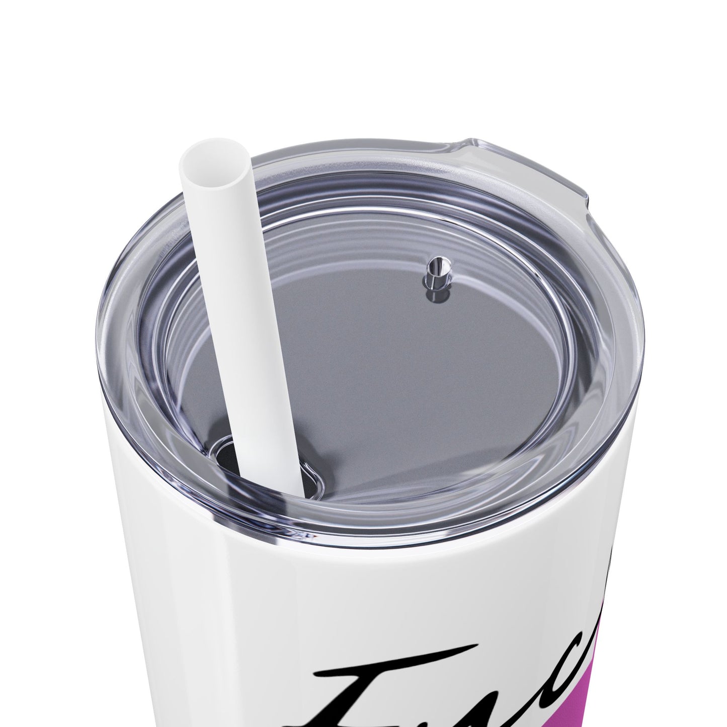 Funny 20oz Skinny Tumbler with Straw - "Fuck You" Design