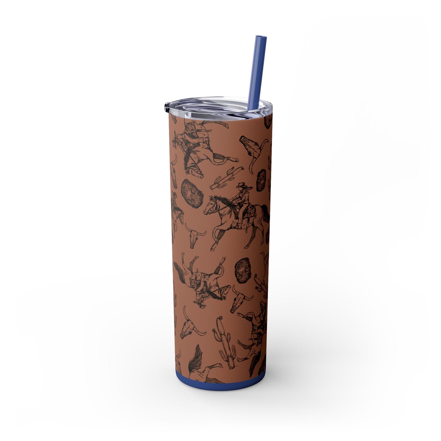 Western-Themed Skinny Tumbler with Straw | 20oz Rodeo Design