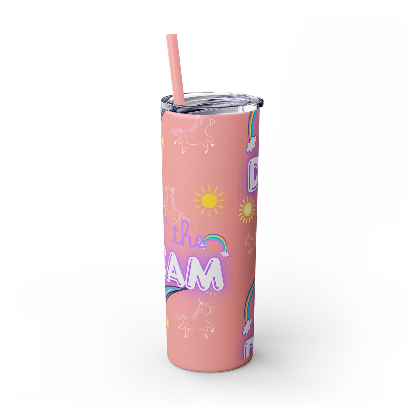 Living the Dream Skinny Tumbler with Straw - 20oz Inspirational Drinkware funny gift for nurses, EMT’s, paramedics, teachers