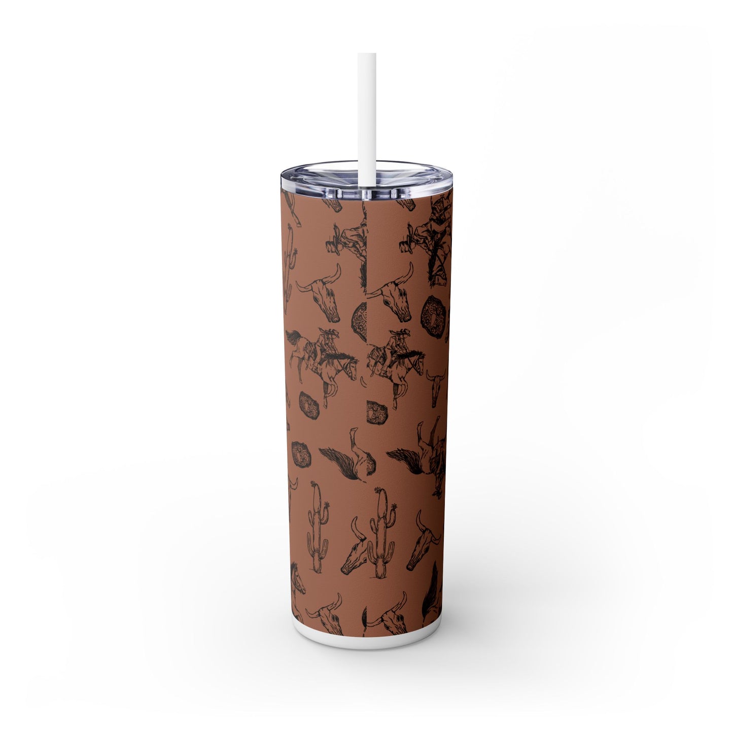 Western-Themed Skinny Tumbler with Straw | 20oz Rodeo Design