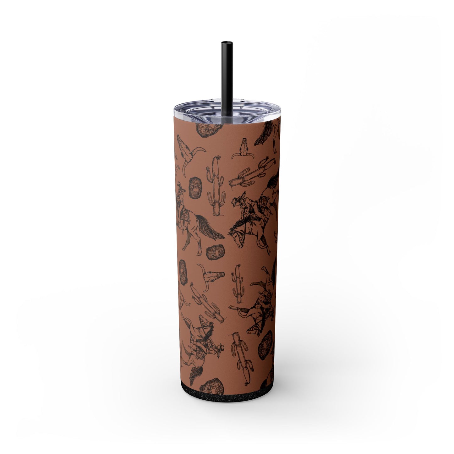 Western-Themed Skinny Tumbler with Straw | 20oz Rodeo Design