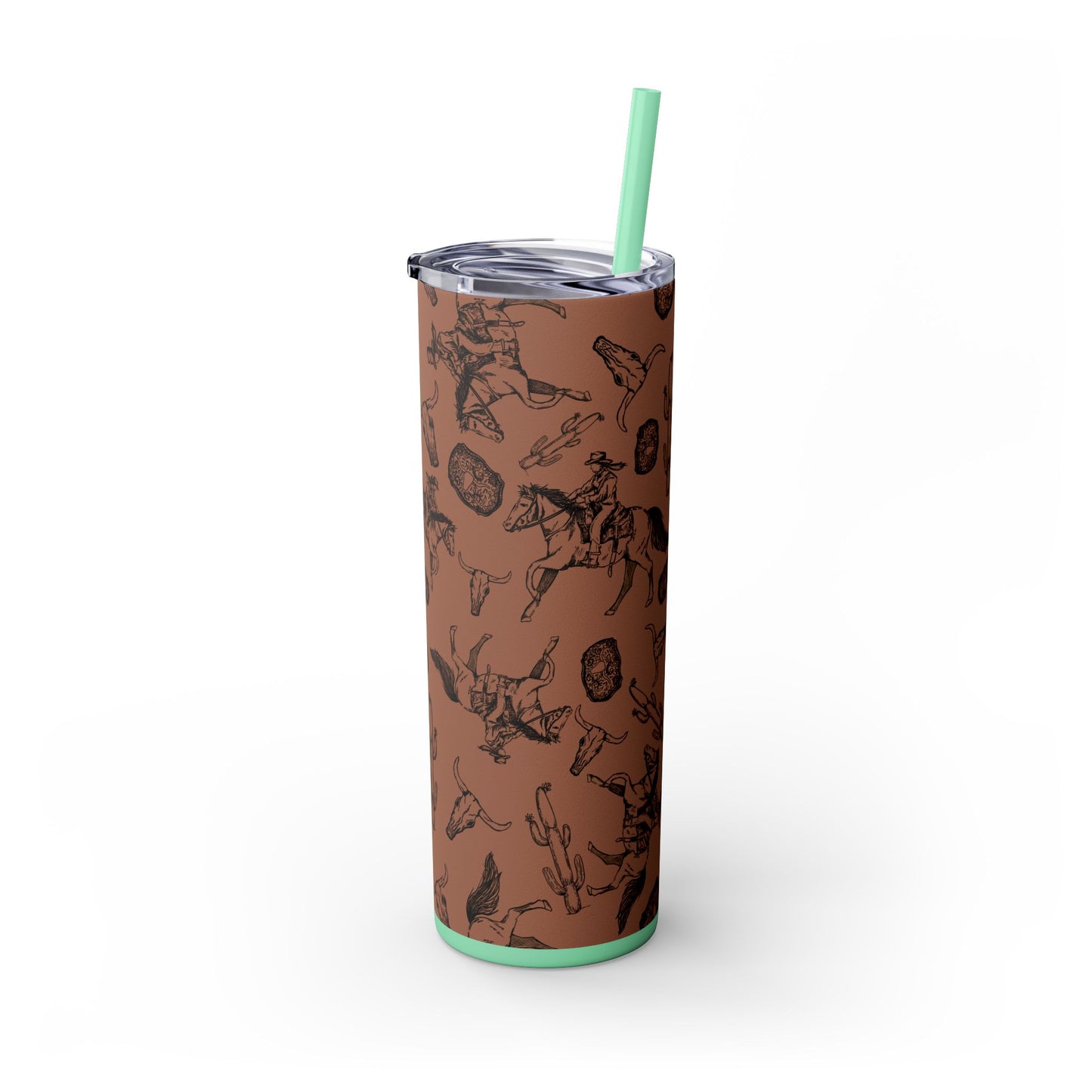 Western-Themed Skinny Tumbler with Straw | 20oz Rodeo Design