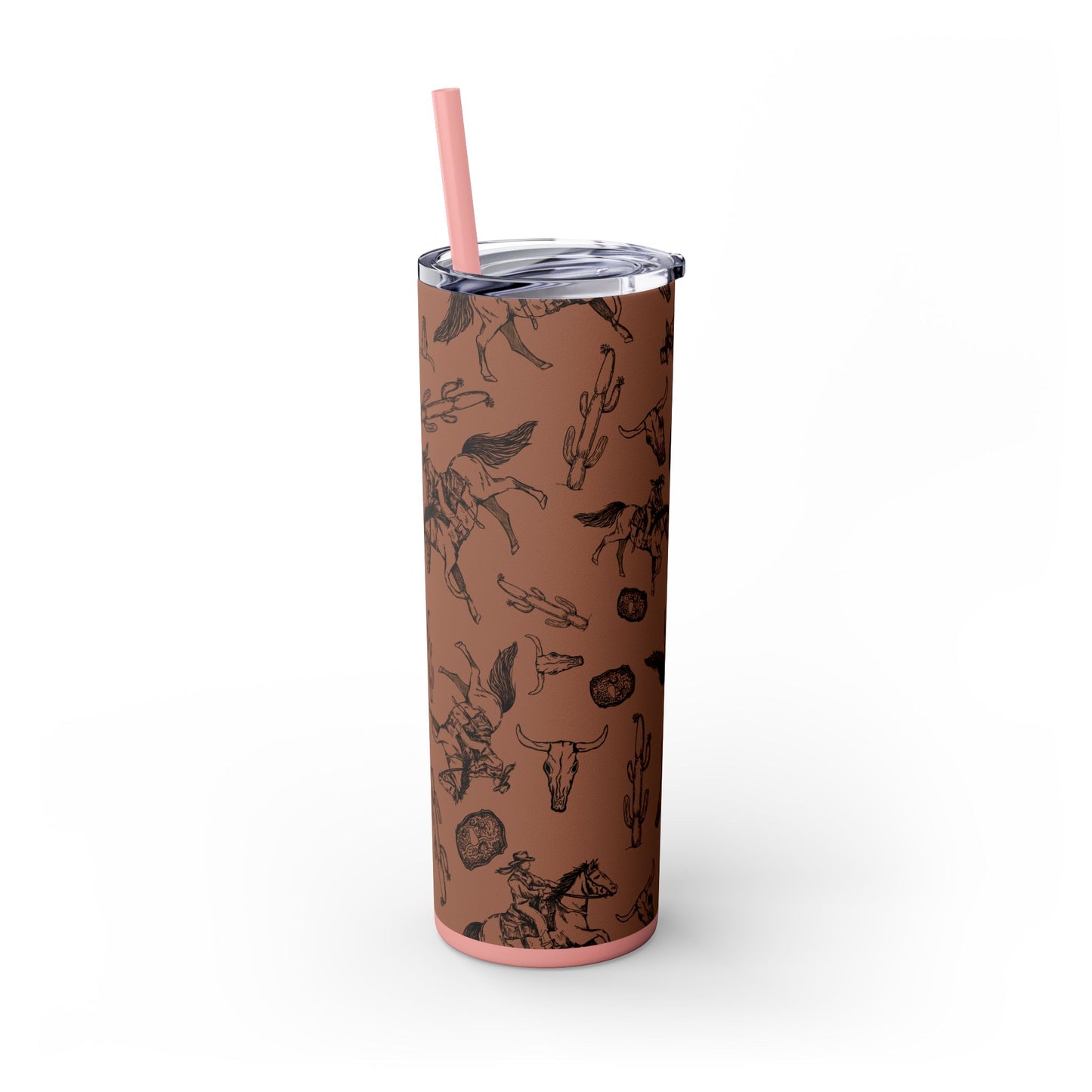 Western-Themed Skinny Tumbler with Straw | 20oz Rodeo Design
