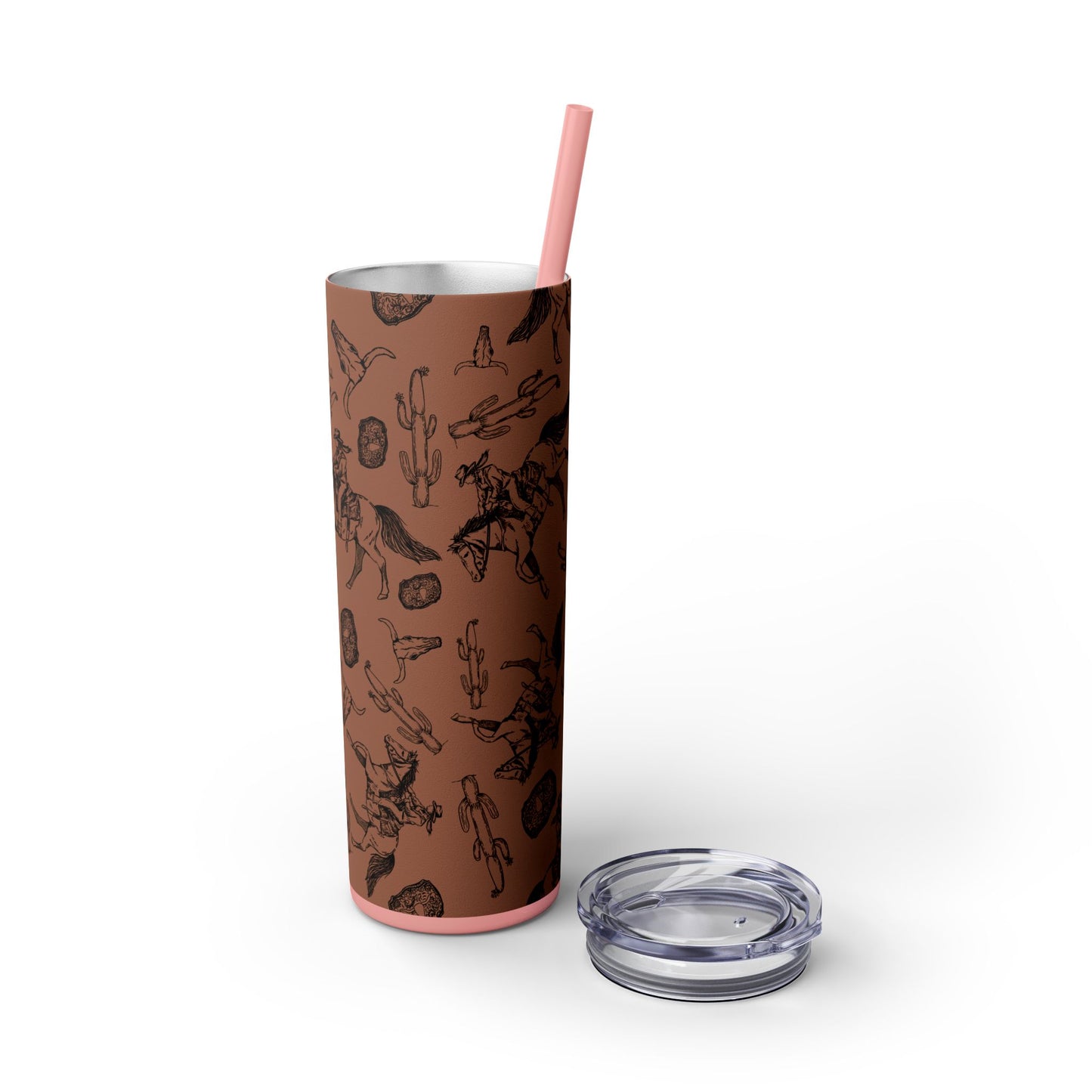 Western-Themed Skinny Tumbler with Straw | 20oz Rodeo Design