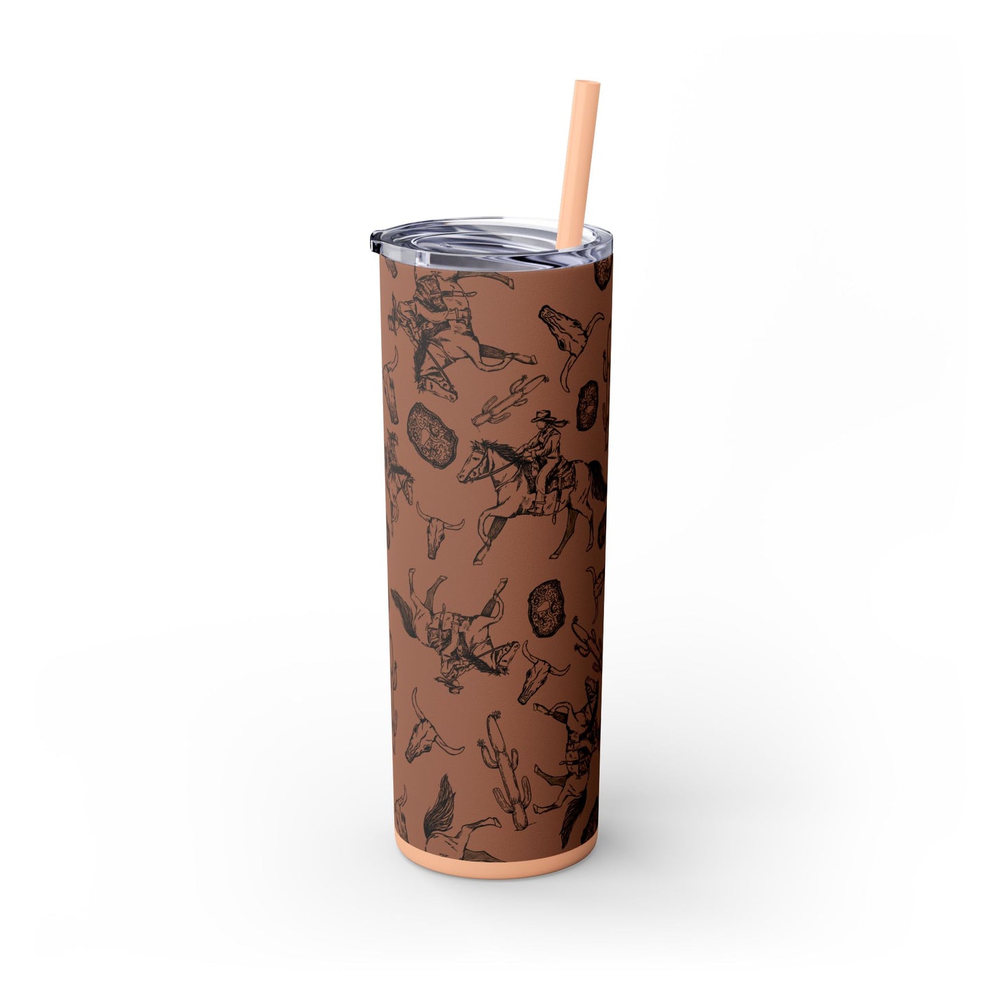 Western-Themed Skinny Tumbler with Straw | 20oz Rodeo Design