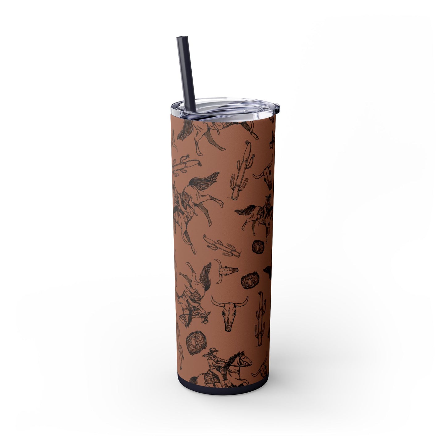 Western-Themed Skinny Tumbler with Straw | 20oz Rodeo Design