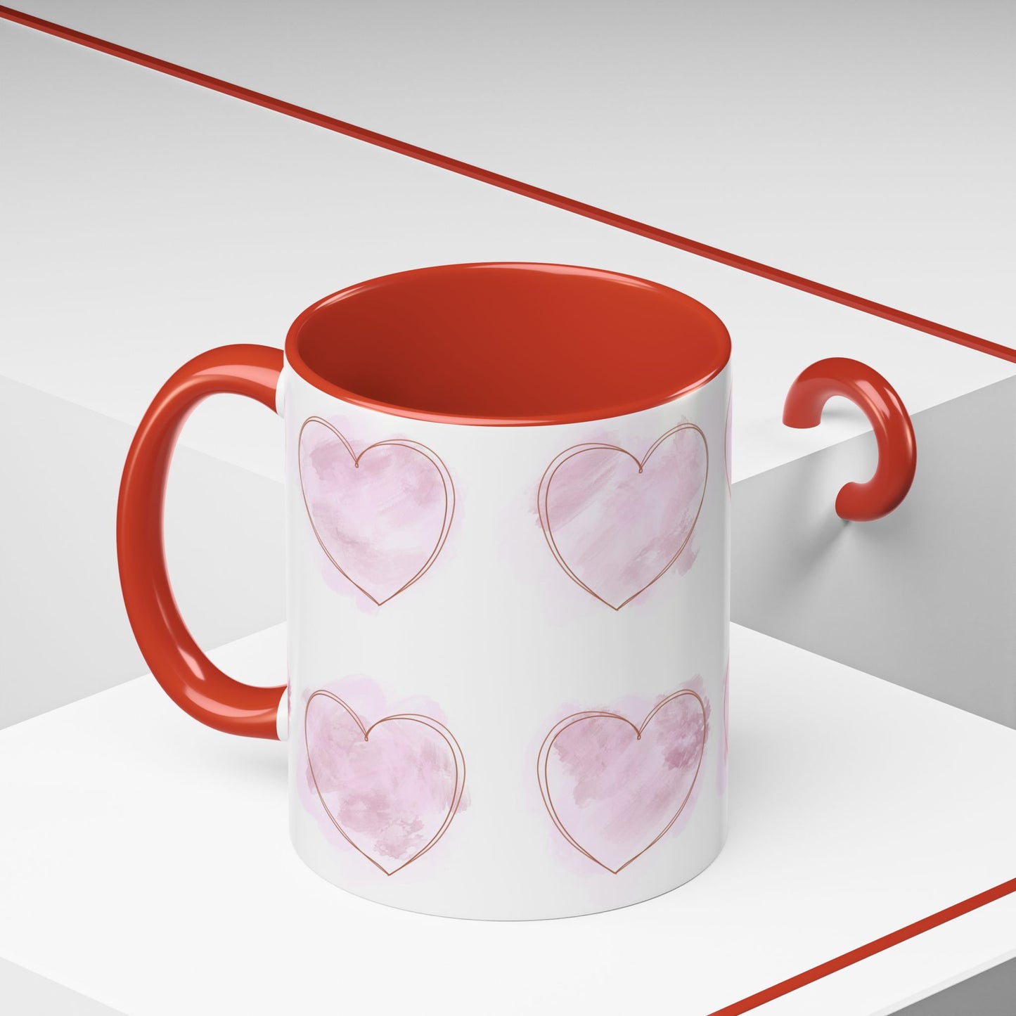 Watercolor Pink Heart Coffee Mug - Perfect for Mother’s Day