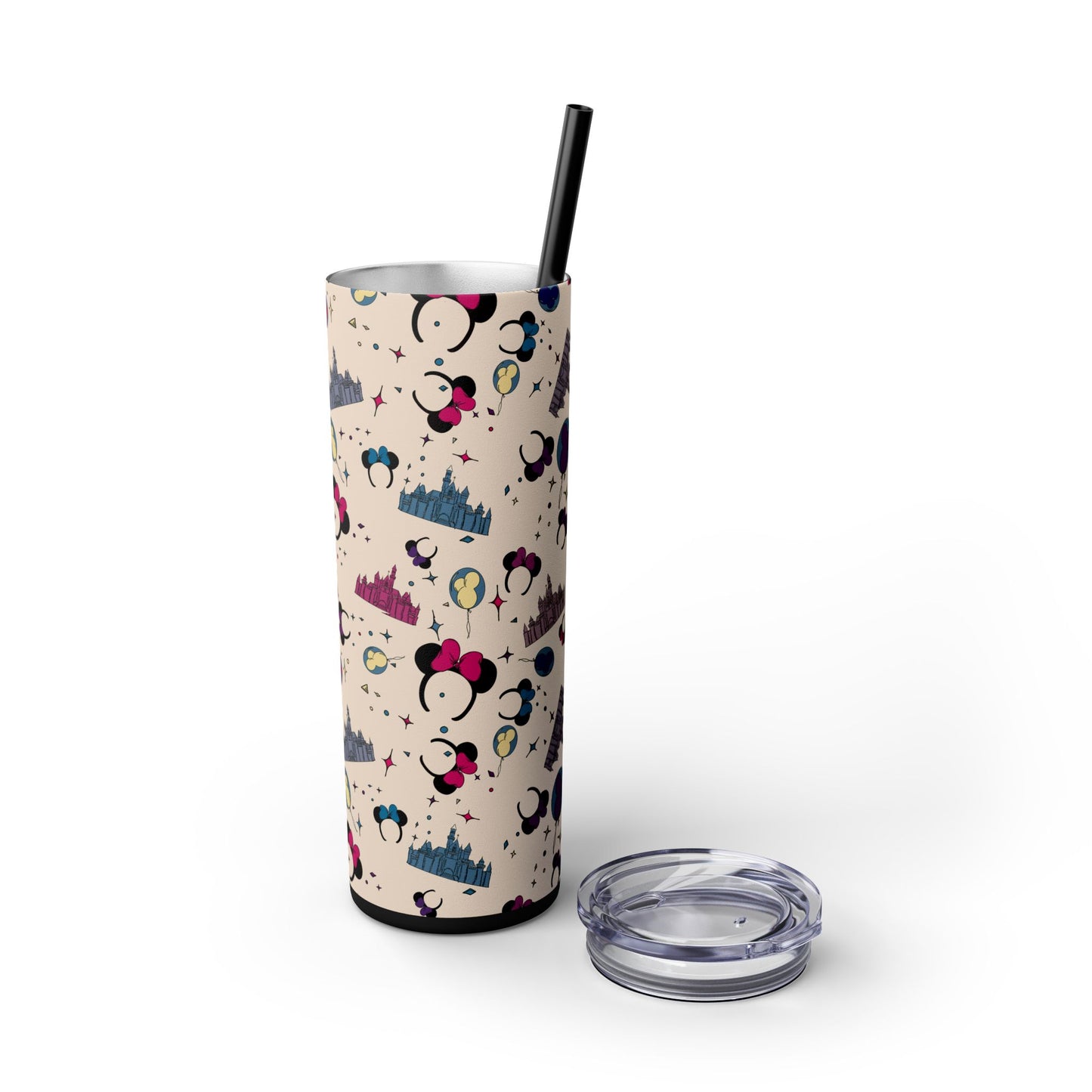 Disney-Inspired Skinny Tumbler with Straw - 20oz, Perfect for Magic Moments!