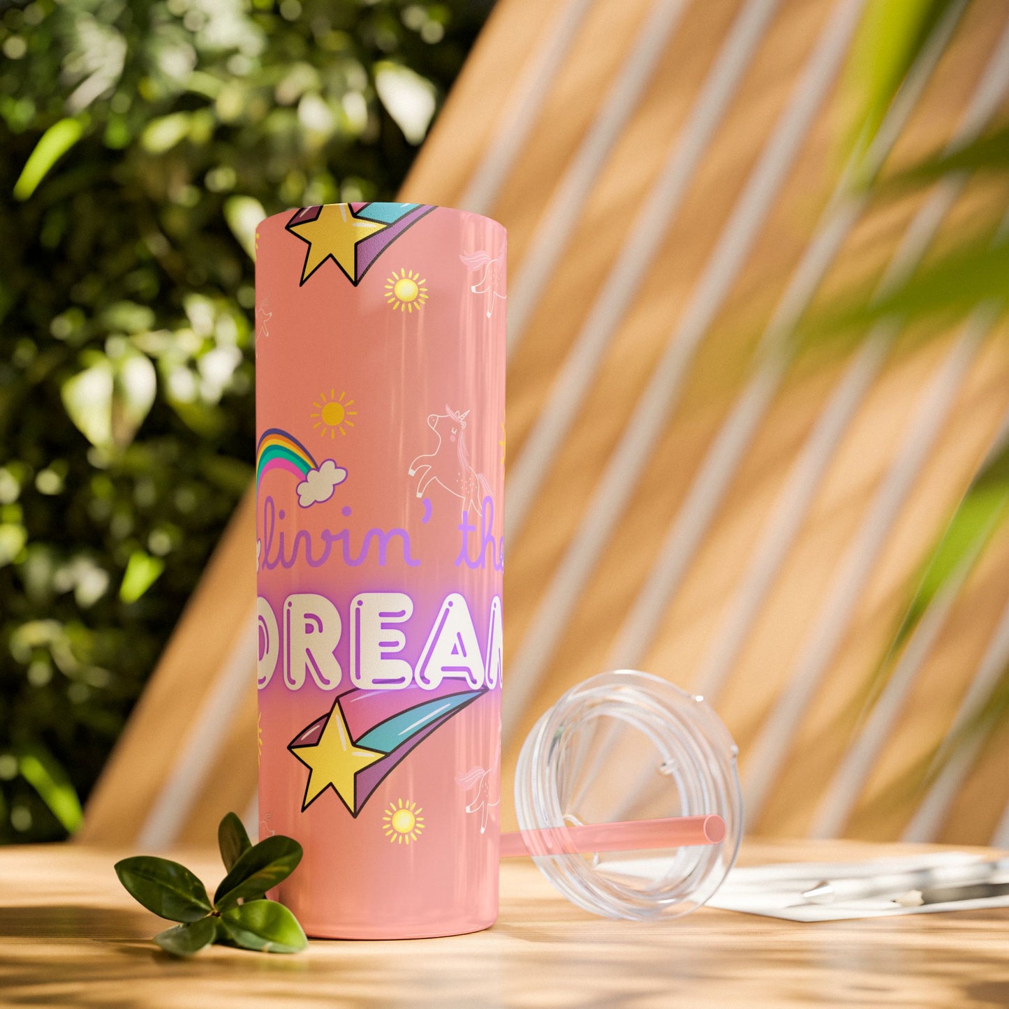 Living the Dream Skinny Tumbler with Straw - 20oz Inspirational Drinkware funny gift for nurses, EMT’s, paramedics, teachers
