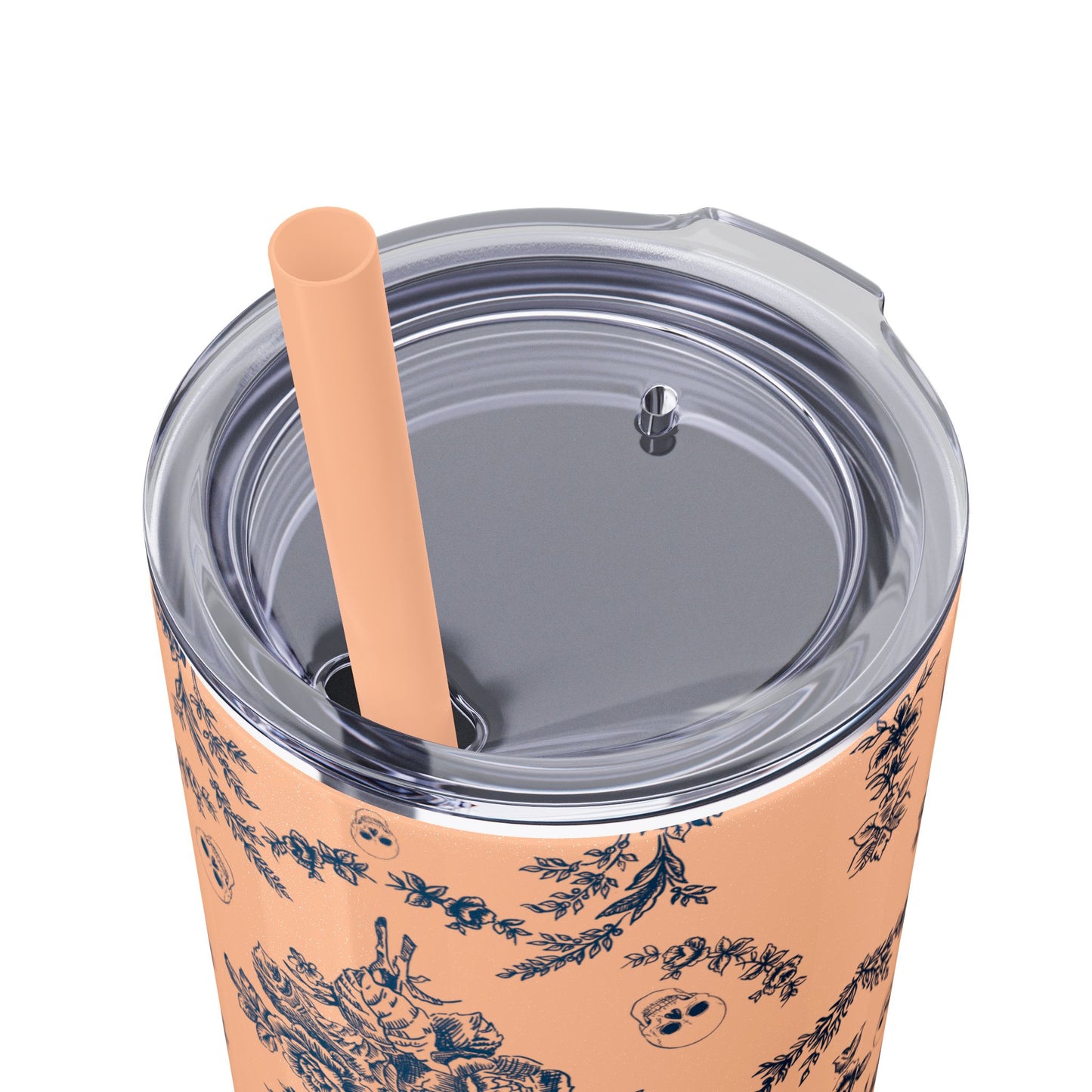 Old Money Halloween Floral Skinny Tumbler with Straw, 20oz | Perfect for Coffee, Tea, Smoothies, Eco-Friendly Drinkware, Gift Idea