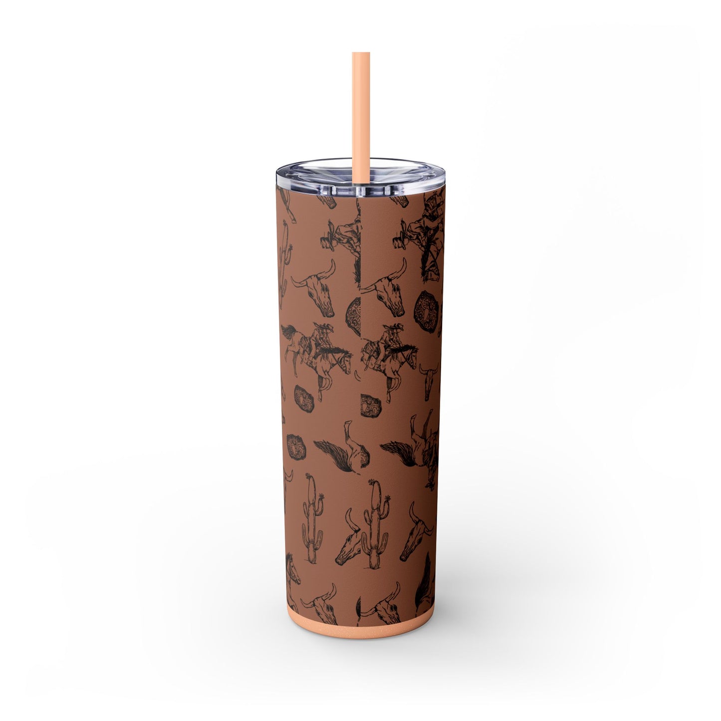 Western-Themed Skinny Tumbler with Straw | 20oz Rodeo Design