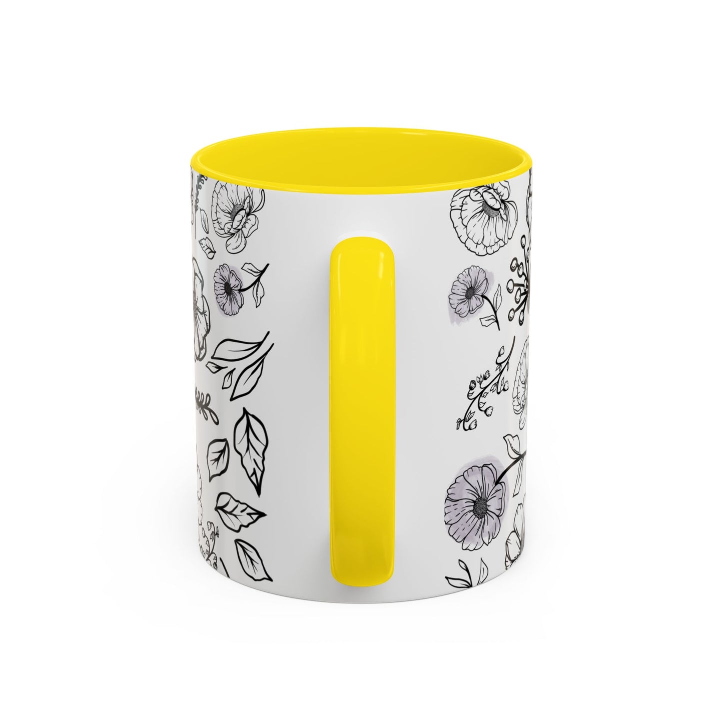 Handdrawn Floral Garden Coffee Mug - 11 & 15oz Black & White Design