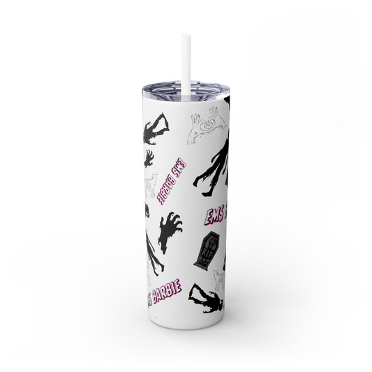 EMS Barbie Skinny Tumbler with Straw | EMS Travel Cup | zombie Drinkware| EMT Gift |Horror Movie Lover Cup