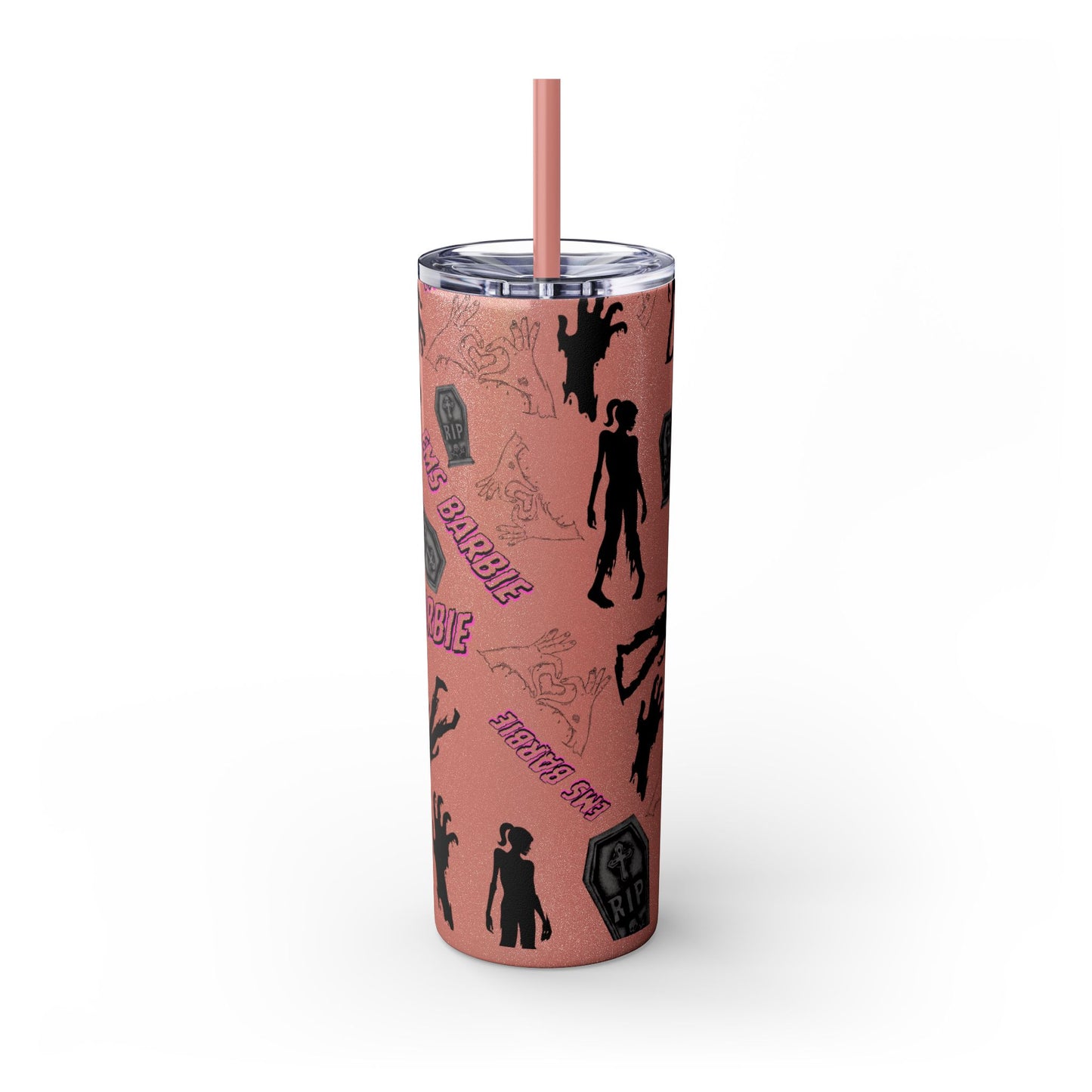 EMS Barbie Skinny Tumbler with Straw | EMS Travel Cup | zombie Drinkware| EMT Gift |Horror Movie Lover Cup