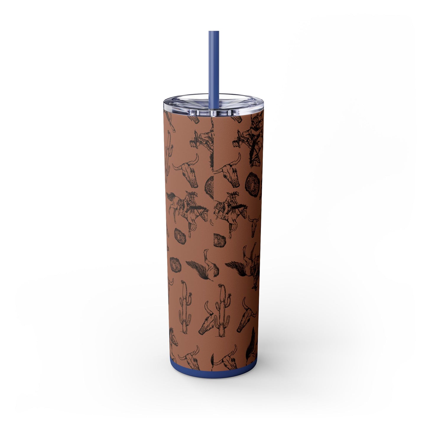 Western-Themed Skinny Tumbler with Straw | 20oz Rodeo Design