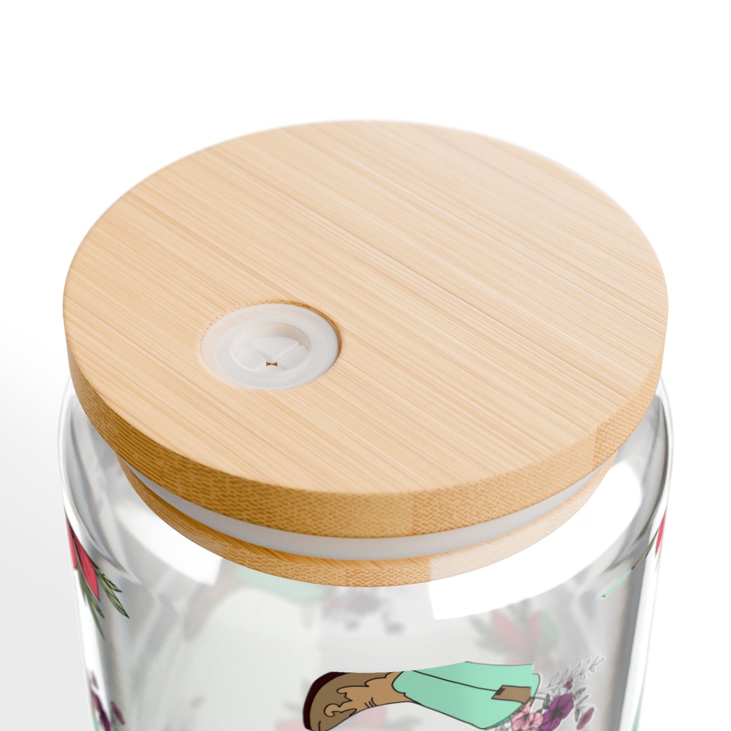 Floral Cowgirl Boots Sipper Glass 16oz with Bamboo Lid - Eco-Friendly Drinkware