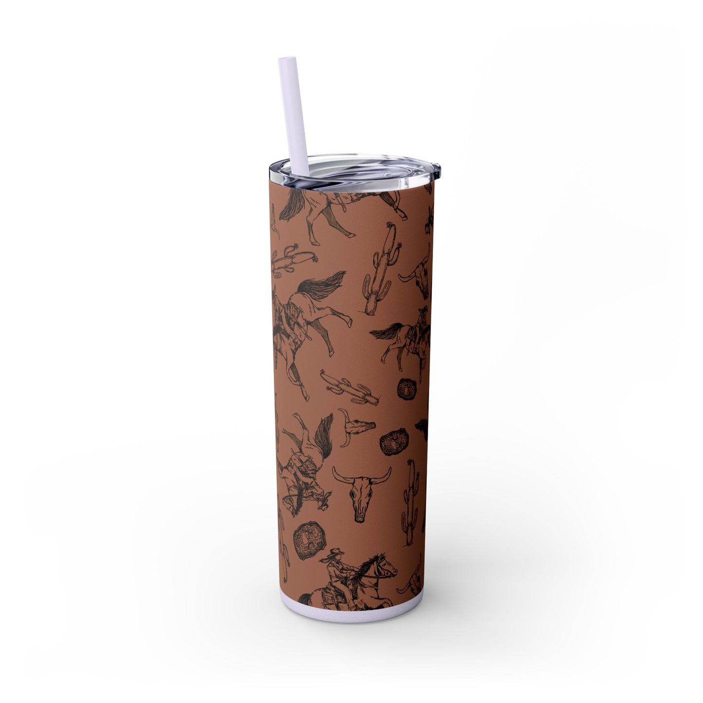 Western-Themed Skinny Tumbler with Straw | 20oz Rodeo Design
