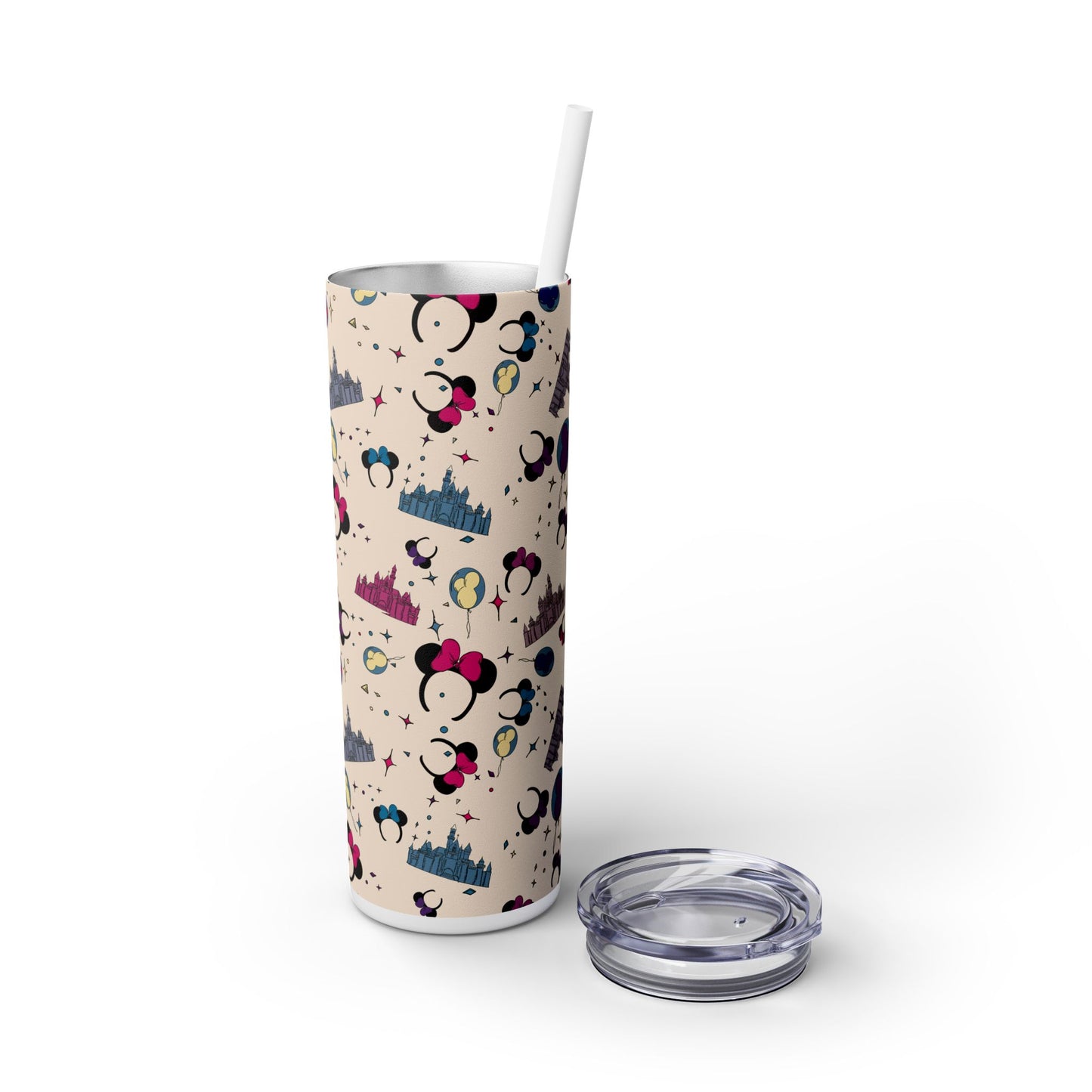 Disney-Inspired Skinny Tumbler with Straw - 20oz, Perfect for Magic Moments!