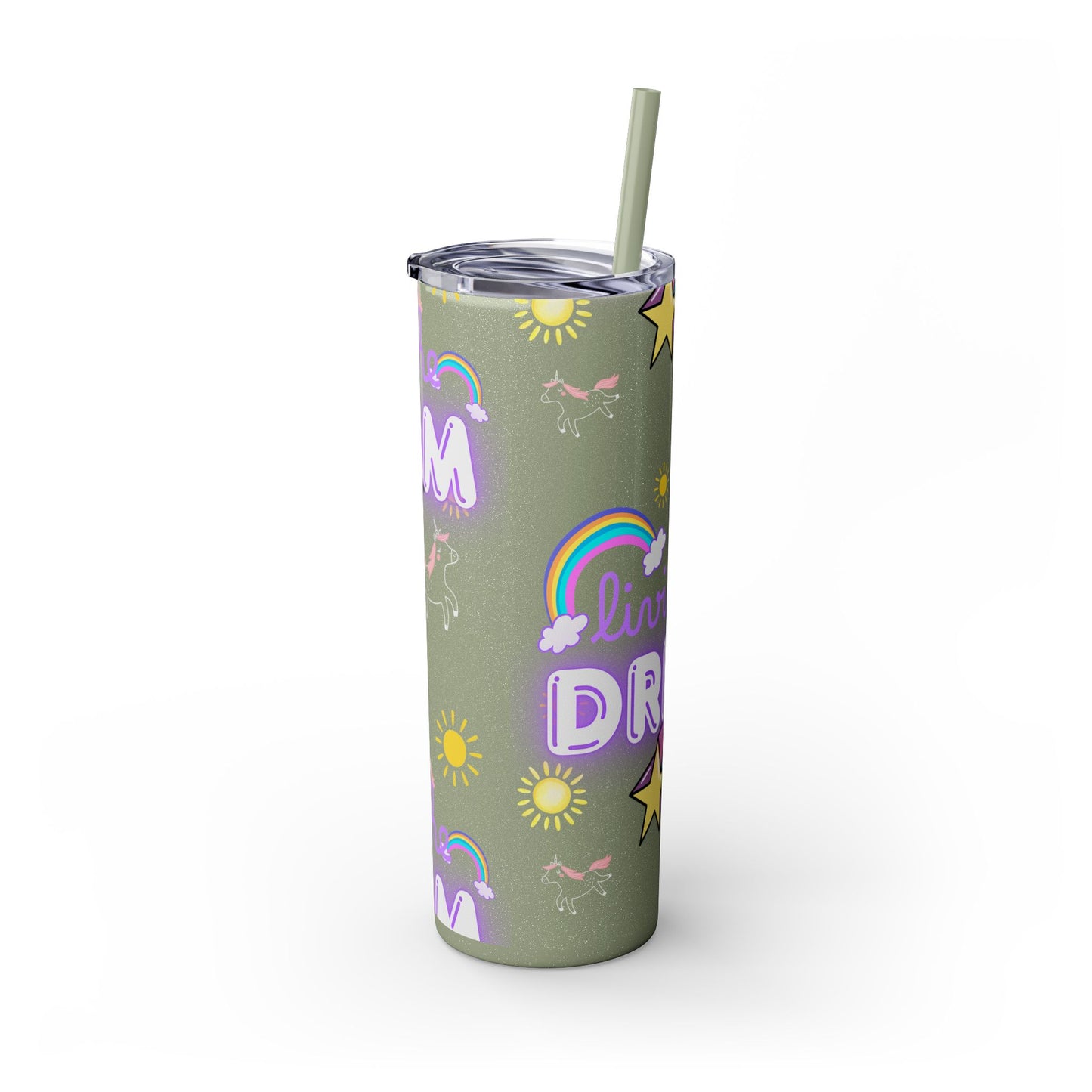 Living the Dream Skinny Tumbler with Straw - 20oz Inspirational Drinkware funny gift for nurses, EMT’s, paramedics, teachers
