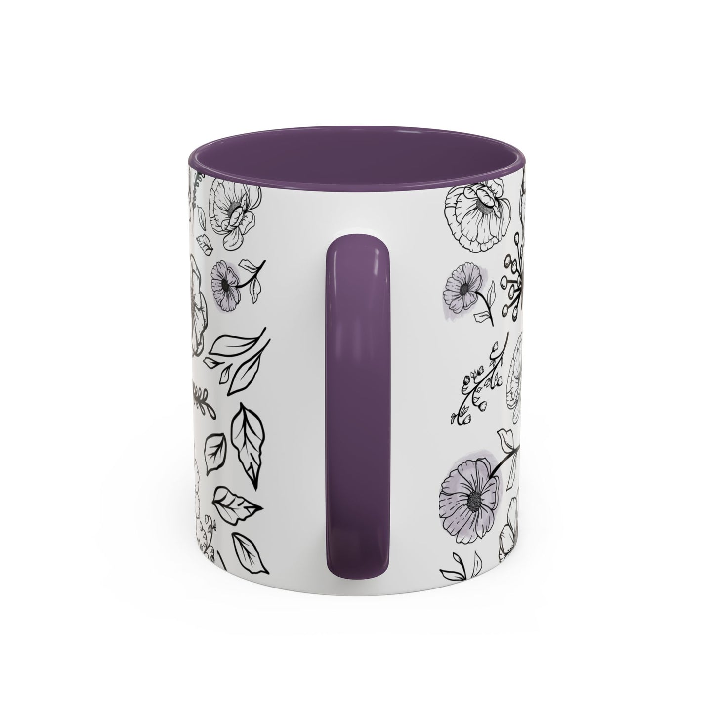 Handdrawn Floral Garden Coffee Mug - 11 & 15oz Black & White Design