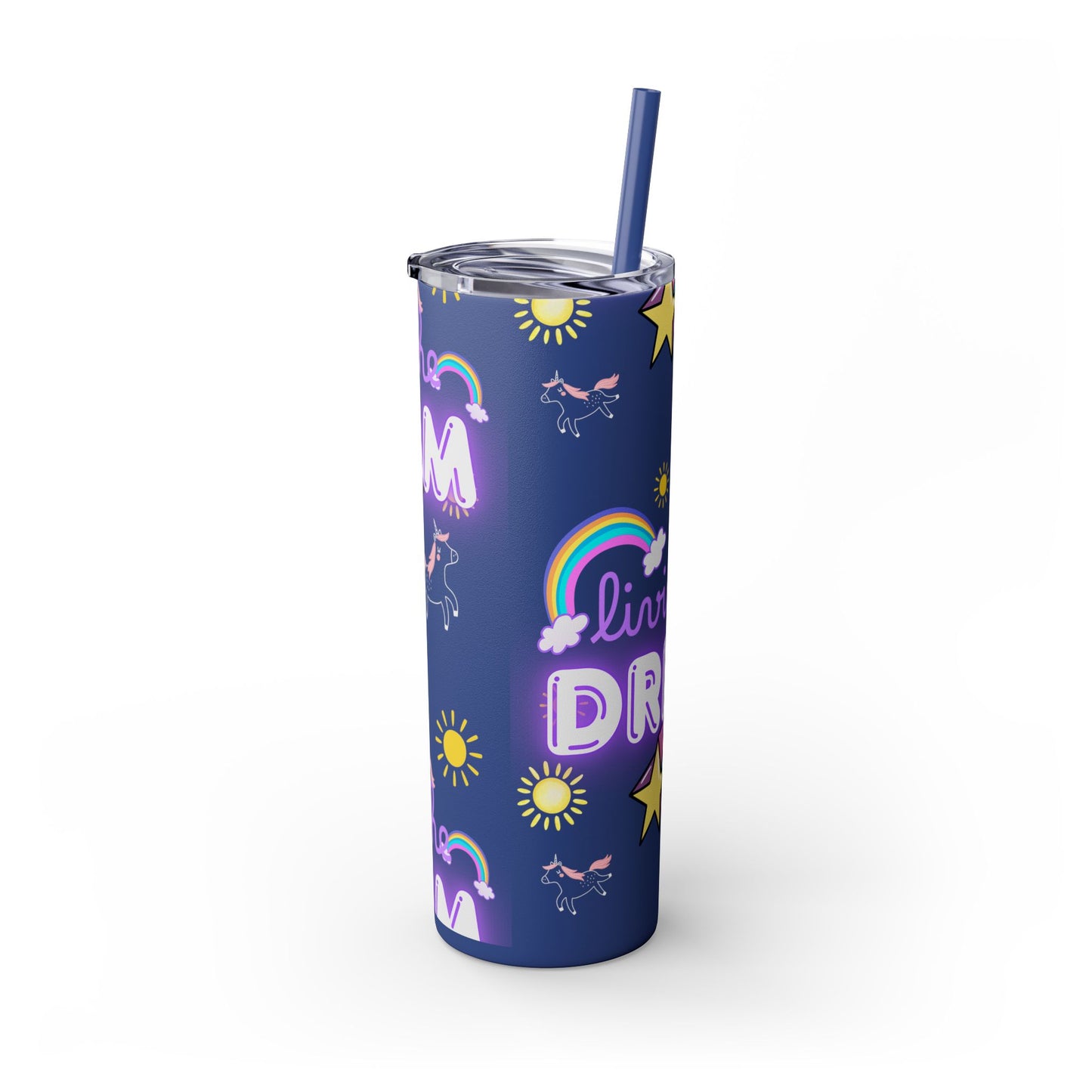 Living the Dream Skinny Tumbler with Straw - 20oz Inspirational Drinkware funny gift for nurses, EMT’s, paramedics, teachers