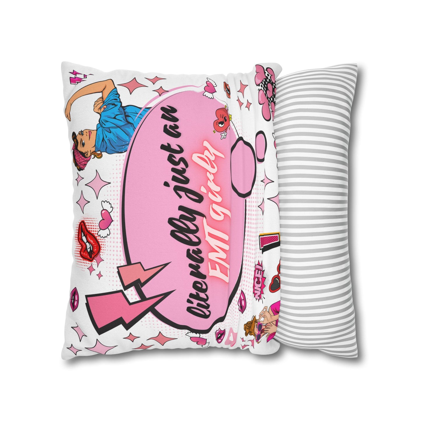 Literally Just an EMT Girly Pillowcase, Fun Decor, Gift for EMTs, Hospital Decor, Nursing Home Accent, Quirky Home Decor