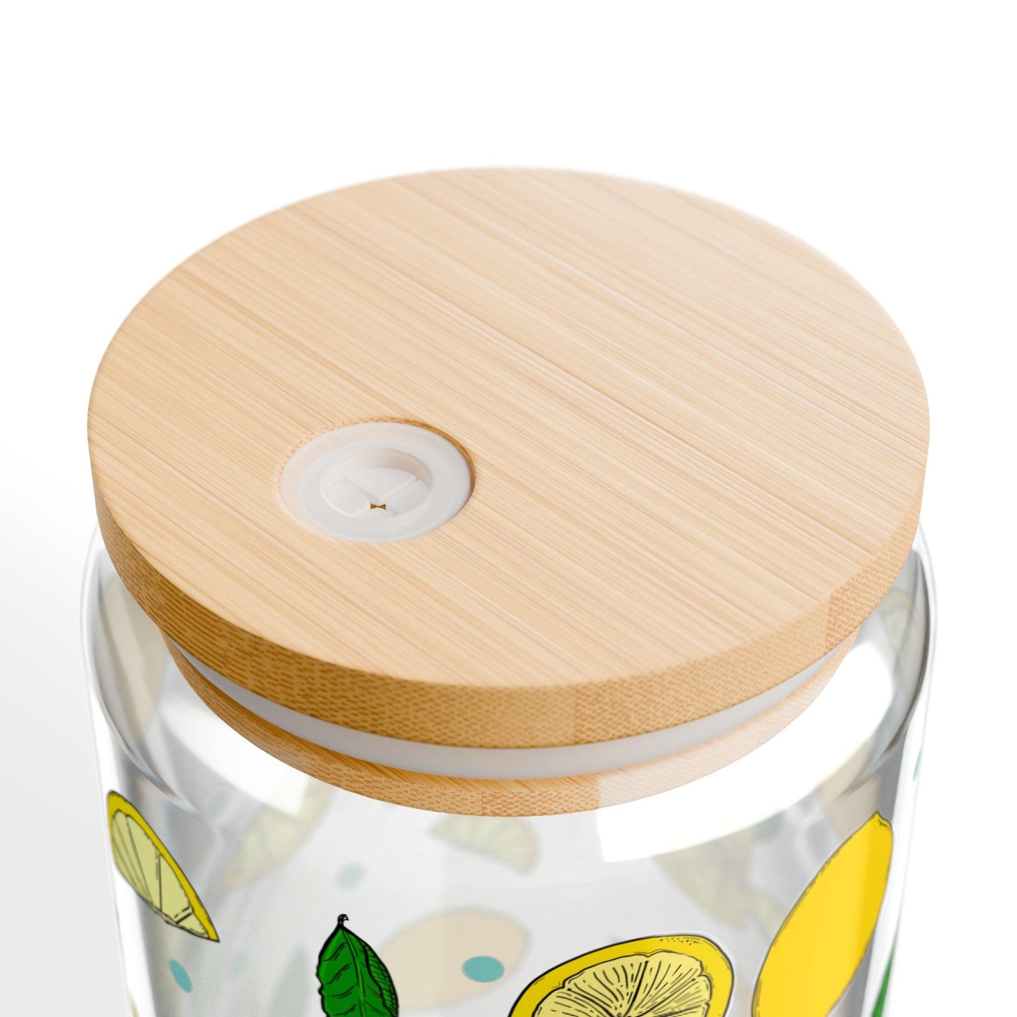 Lemonade Sipper Glass - 16oz Eco-Friendly Drinkware with Bamboo Lid and Straw