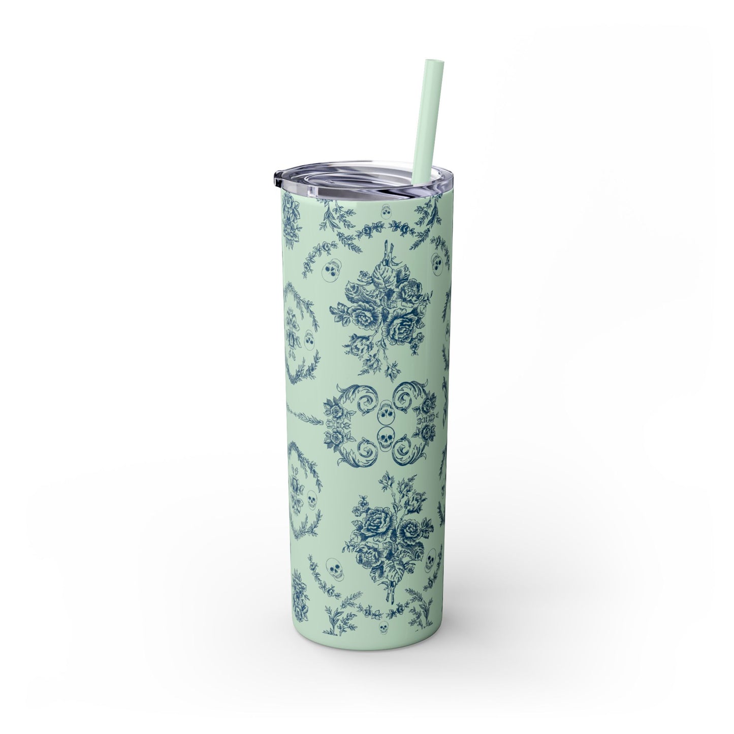 Old Money Halloween Floral Skinny Tumbler with Straw, 20oz | Perfect for Coffee, Tea, Smoothies, Eco-Friendly Drinkware, Gift Idea