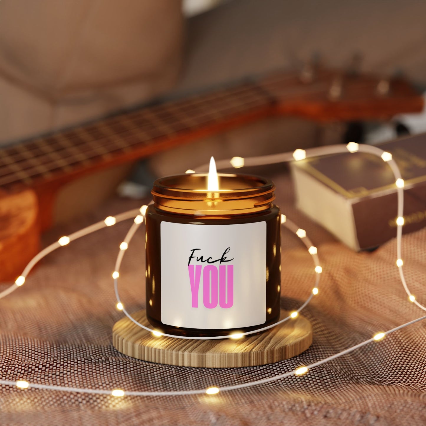Scented Soy Candle - 'Fuck You' Amber Jar, Perfect Gift for Friends & Sassy Occasions