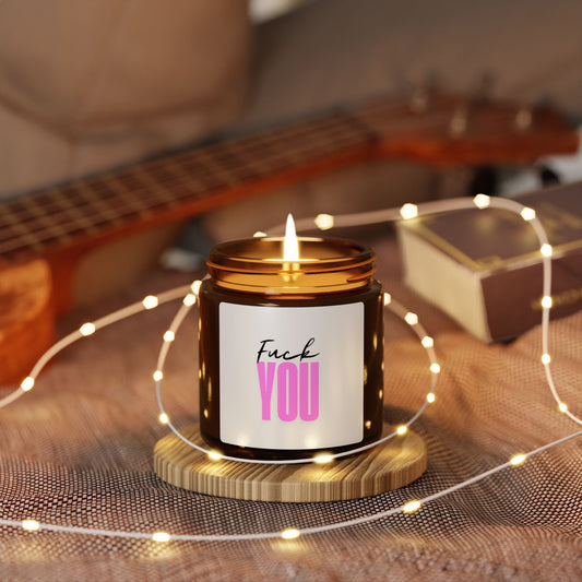 Scented Soy Candle - 'Fuck You' Amber Jar, Perfect Gift for Friends & Sassy Occasions