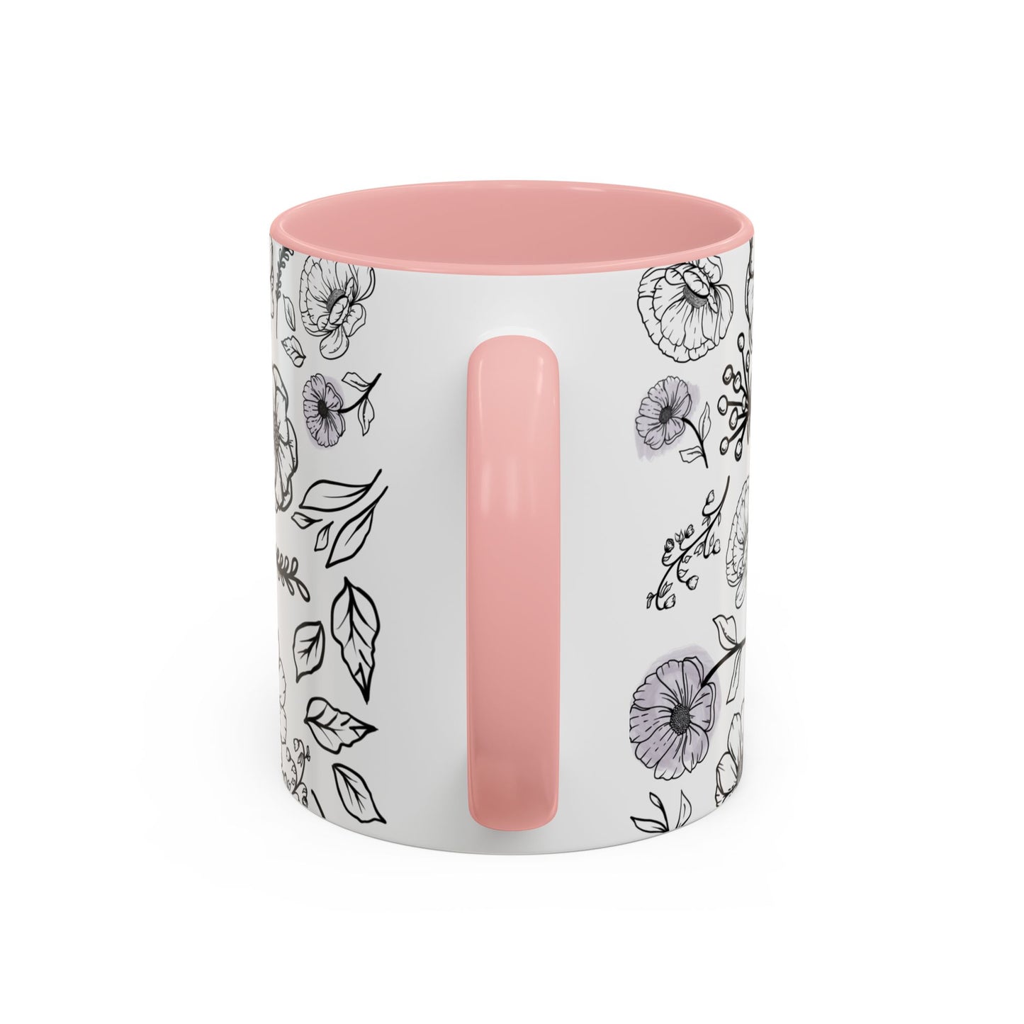 Handdrawn Floral Garden Coffee Mug - 11 & 15oz Black & White Design