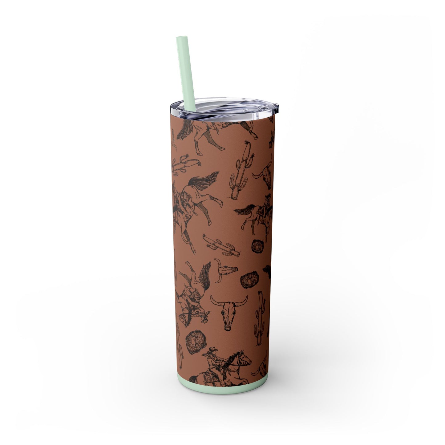 Western-Themed Skinny Tumbler with Straw | 20oz Rodeo Design