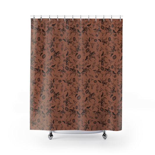 Rustic Western Shower Curtain – Cacti & Cowboy Theme