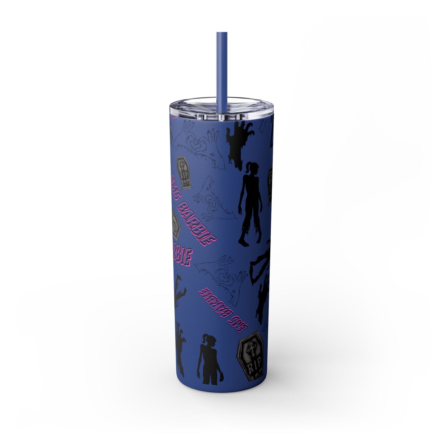 EMS Barbie Skinny Tumbler with Straw | EMS Travel Cup | zombie Drinkware| EMT Gift |Horror Movie Lover Cup