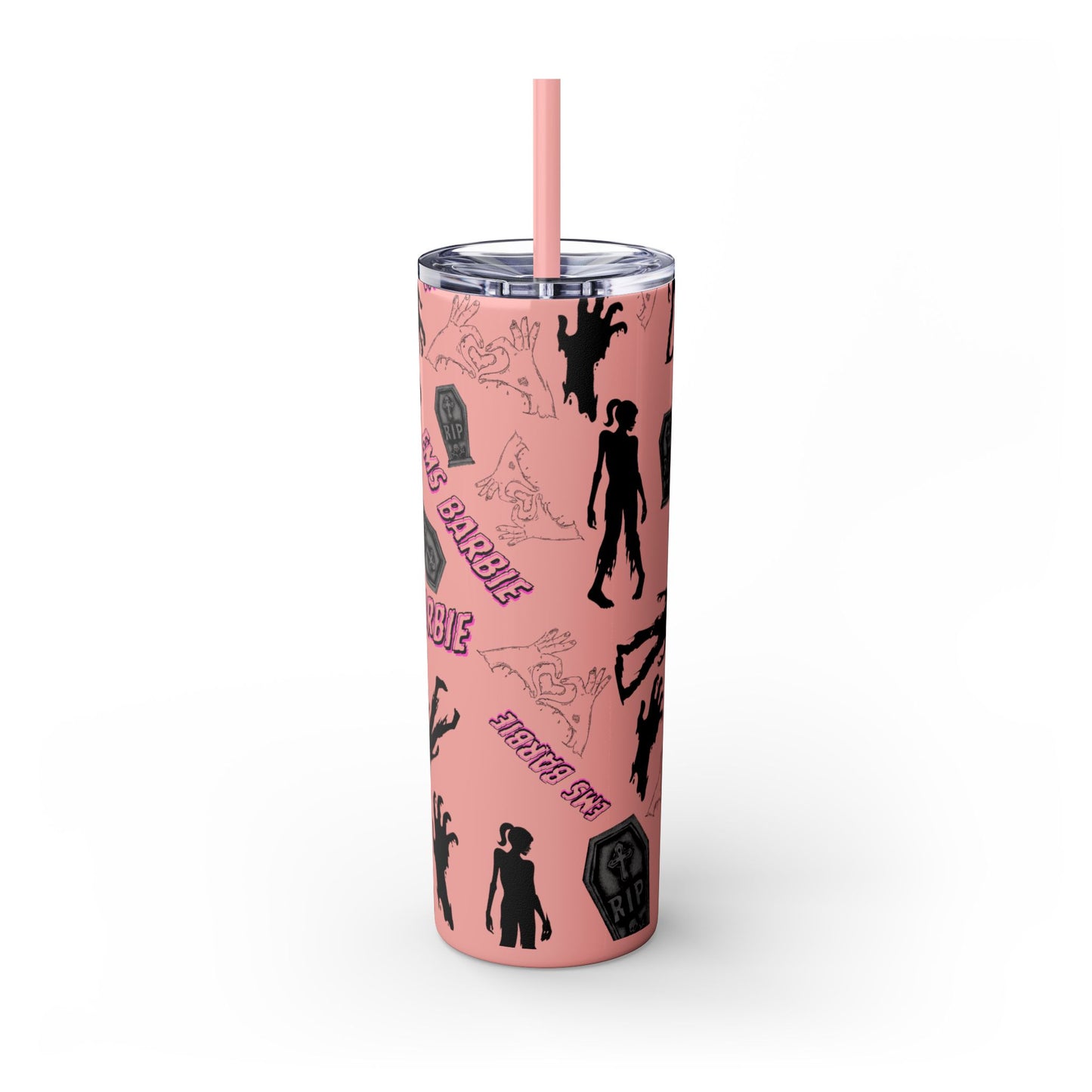 EMS Barbie Skinny Tumbler with Straw | EMS Travel Cup | zombie Drinkware| EMT Gift |Horror Movie Lover Cup