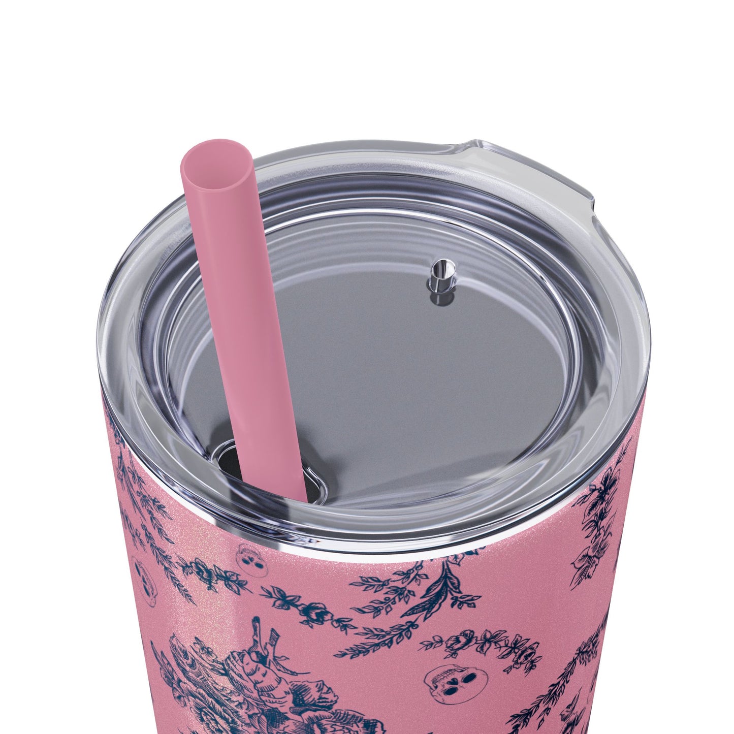 Old Money Halloween Floral Skinny Tumbler with Straw, 20oz | Perfect for Coffee, Tea, Smoothies, Eco-Friendly Drinkware, Gift Idea